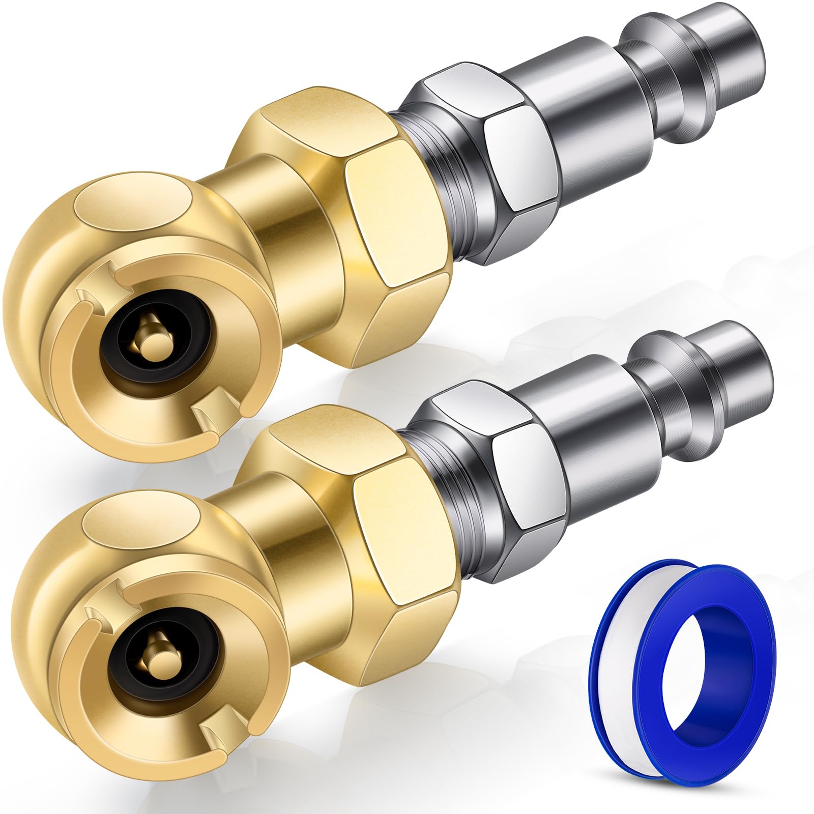 Sardvisa 2 Packs Closed Ball Air Chucks, Portable Tire Air Inflating Chuck With 1/4'' Npt Standard Quick Plugs, 250 Psi Tire Inf