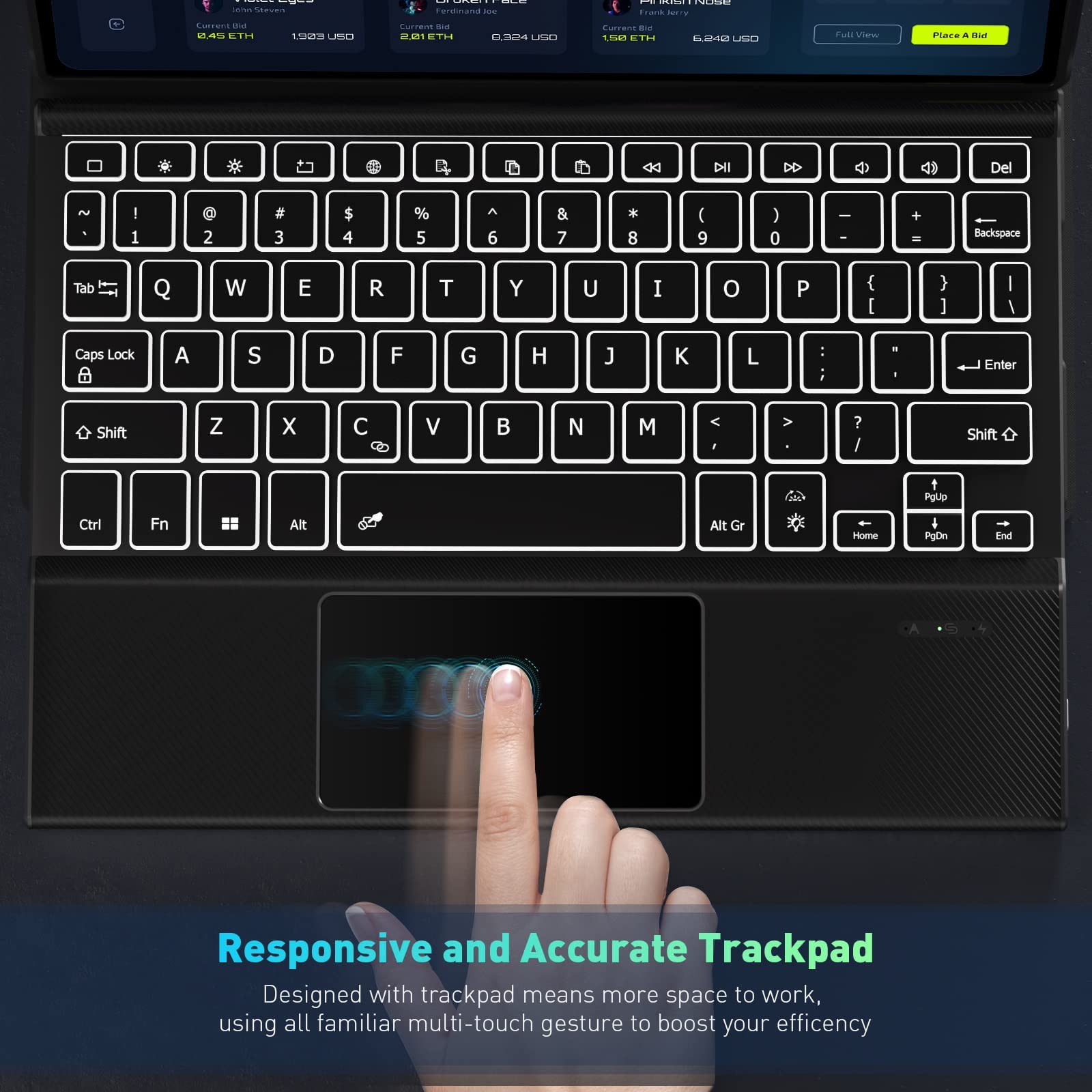 Doohowcase Backlit Keyboard Case Touch For Lenovo Tab P11 (2Nd Gen) 11.5'' 2023 (Tb350Fu), Bluetooth Keyboard With Trackpad & Tw