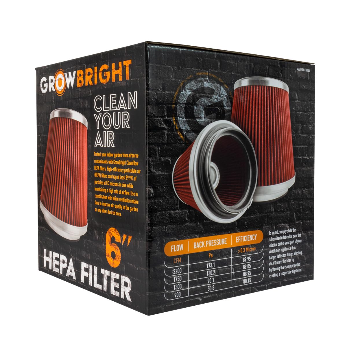 Growbright 6 Inch Cleanflow Hepa Filter