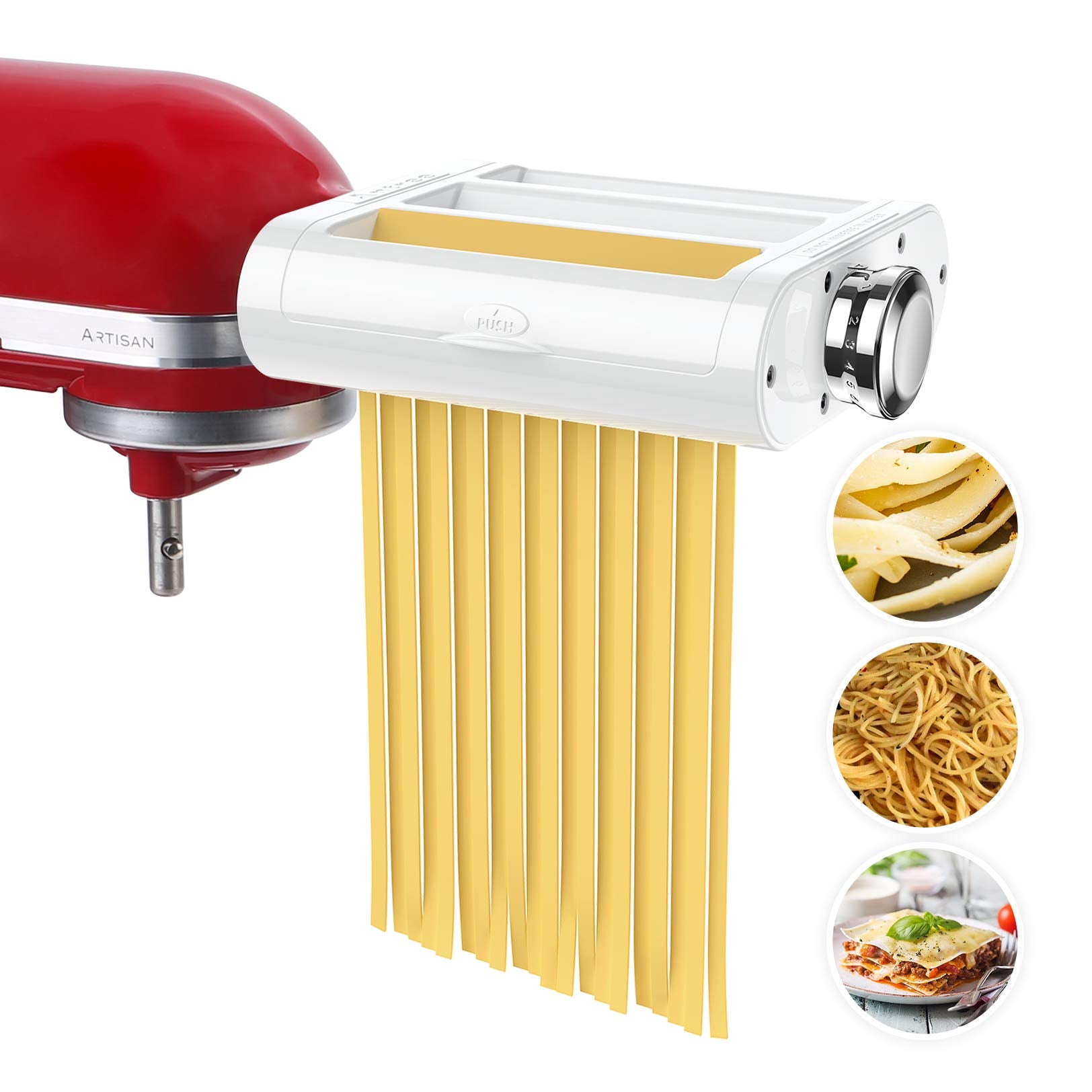 Antree Pasta Maker Attachment 3 In 1 Set For Kitchenaid Stand Mixers Included Pasta Sheet Roller, Spaghetti Cutter, Fettuccine C