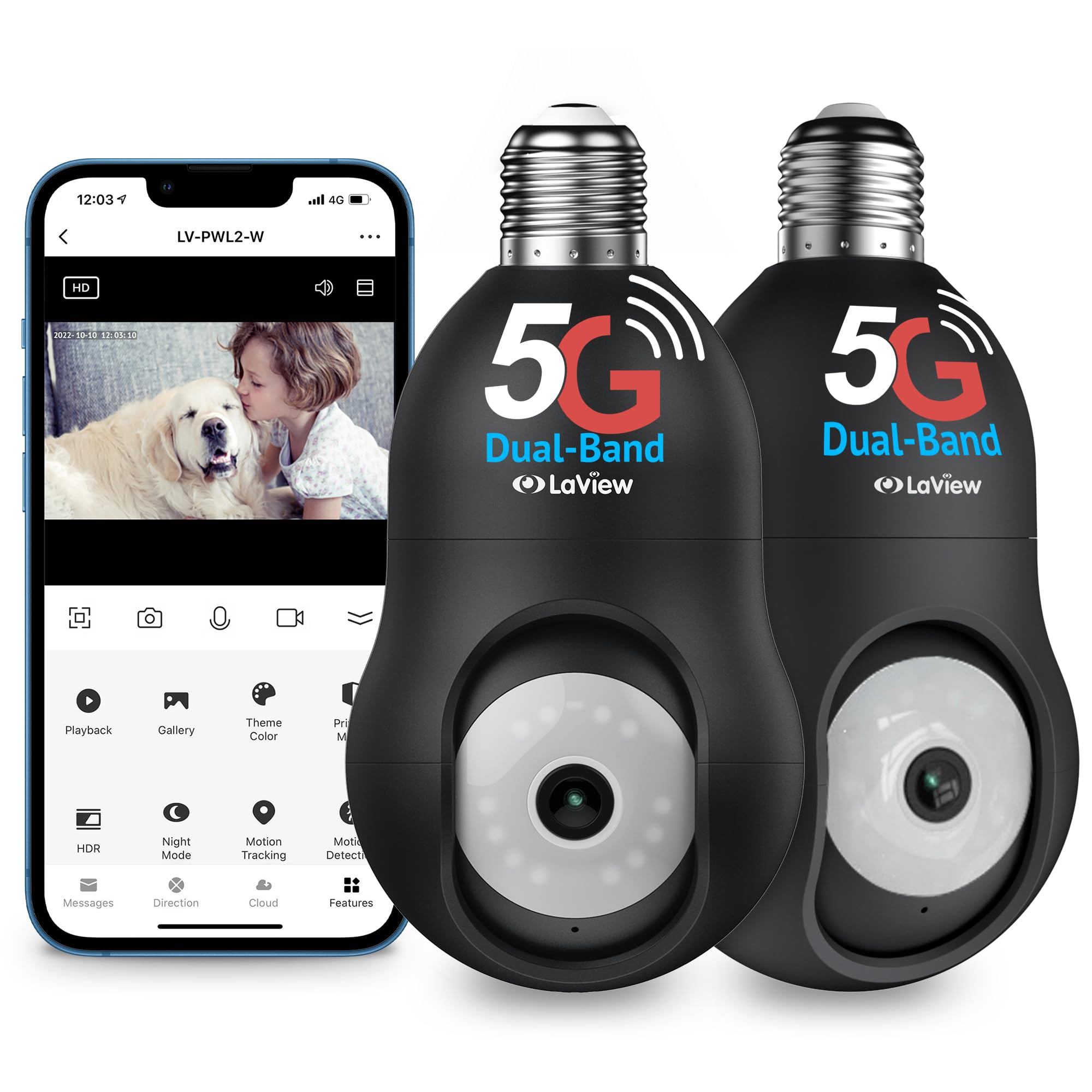 Laview 4Mp Security Camera 5G& 2.4Ghz, 360�2K Security Cameras Wireless Outdoor Indoor Full Color Day And Night, Motion Detection, Audible Alarm, Easy Installation, Compatible With Alexa (2 Pack)