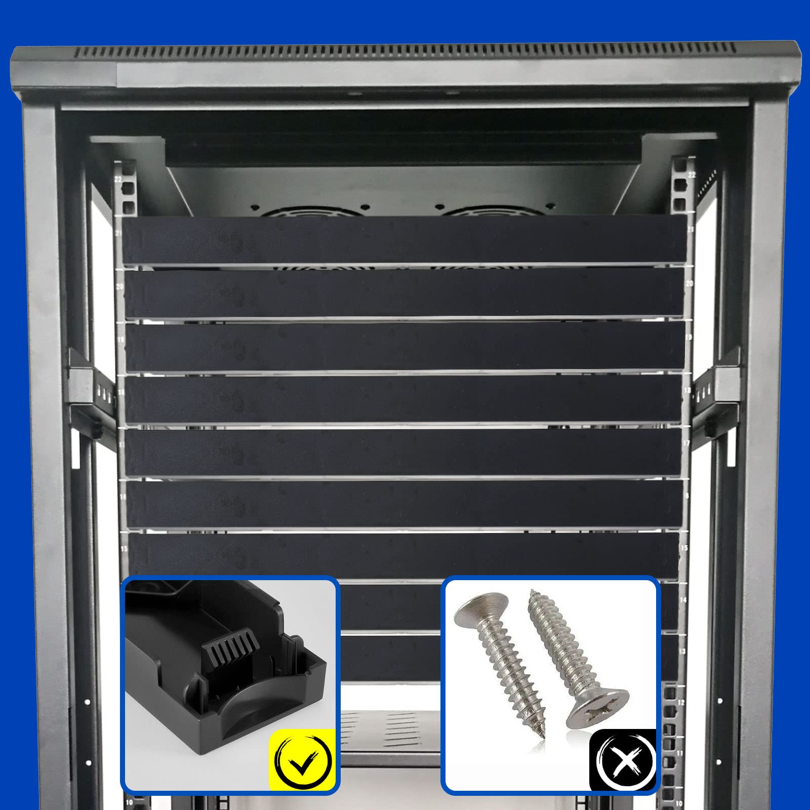 10 Blanking Panels - 1U Rack Shelf, Black, Tool-Less, Disassembled, For 19 Inch Server Rack Cabinet Or Enclosure