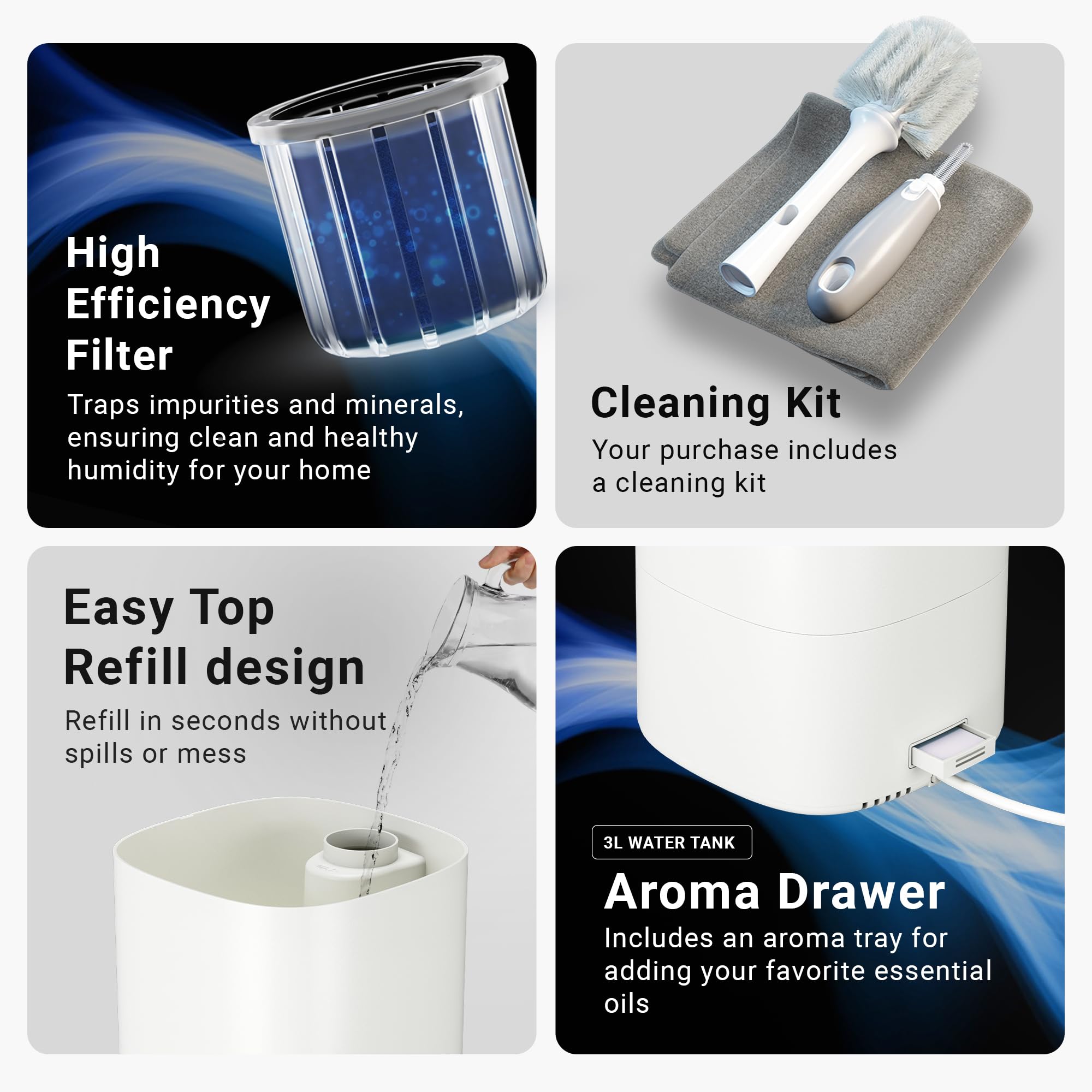 Miko Ultrasonic Humidifiers For Bedroom Baby   Pre Filter, Wifi App Controlled, Auto Mode, No Leak Design, Sleep Mode, Built In