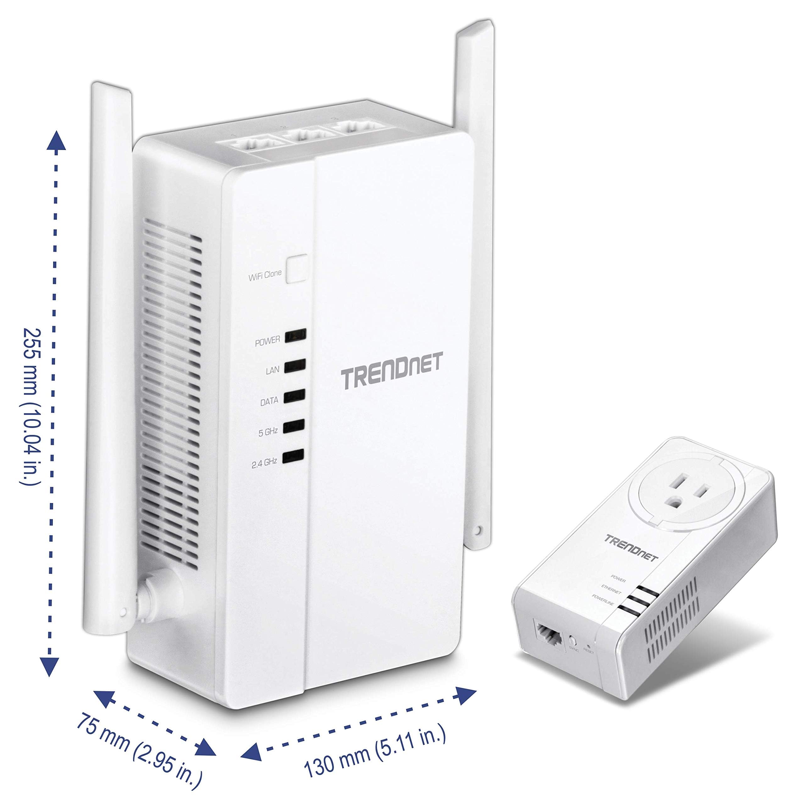 Trendnet Wi Fi Everywhere Powerline 1200 Av2 Dual Band Ac1200 Wireless Access Point Kit, Tpl 430Apk, Includes 1 X Tpl 430Ap And