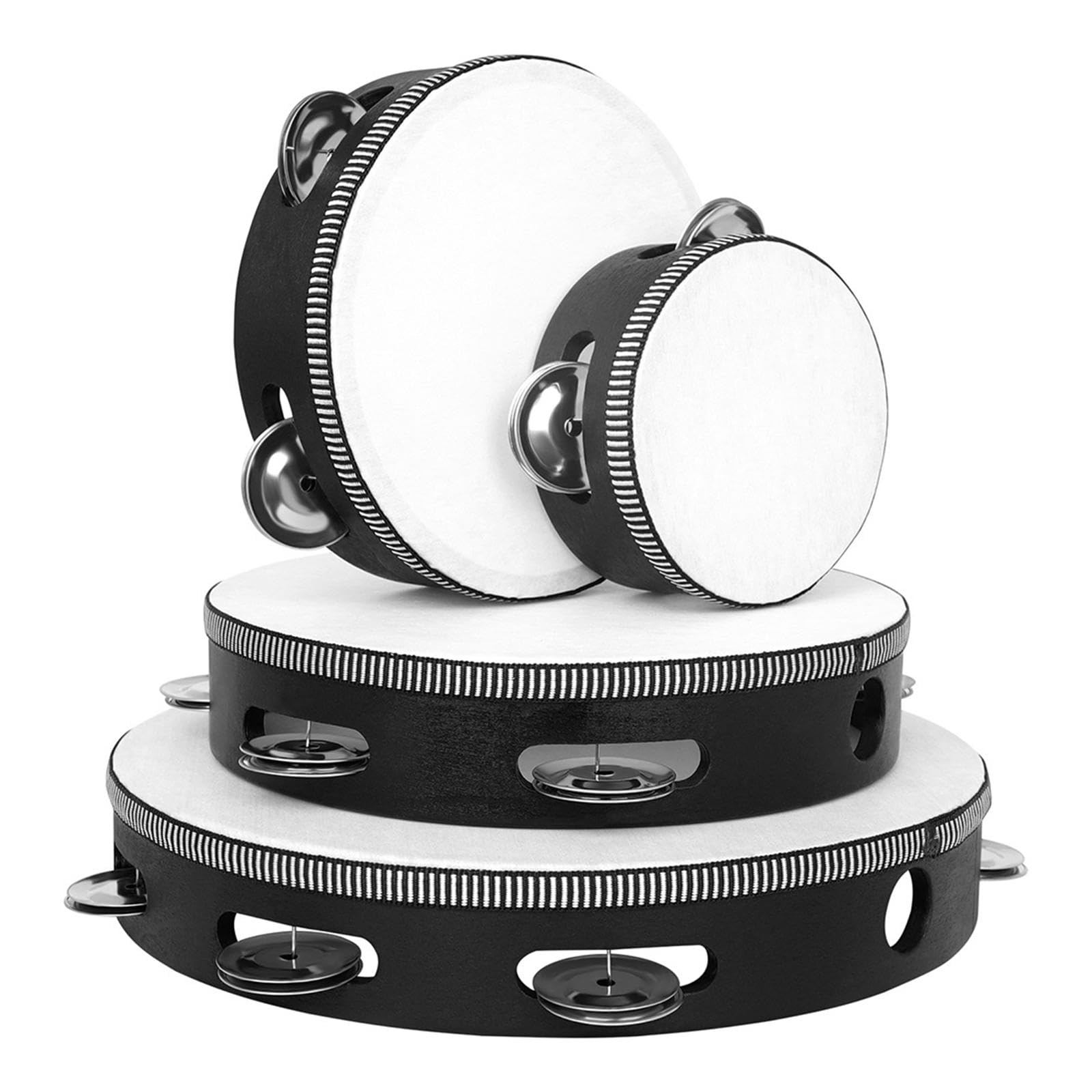 SECRET DESIRE 4Pcs Tambourine 4in 6in 8in 10in Single Row Bell for Holiday Dancing Singing