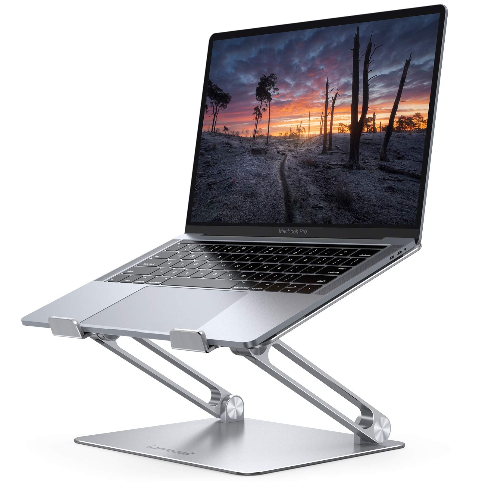 Lamicall Adjustable Laptop Stand, Portable Laptop Riser, Aluminum Laptop Stand for Desk Foldable, Ergonomic Computer Notebook Stand Holder for MacBook Air Pro, Dell XPS, HP (10 17.3'')   Silver