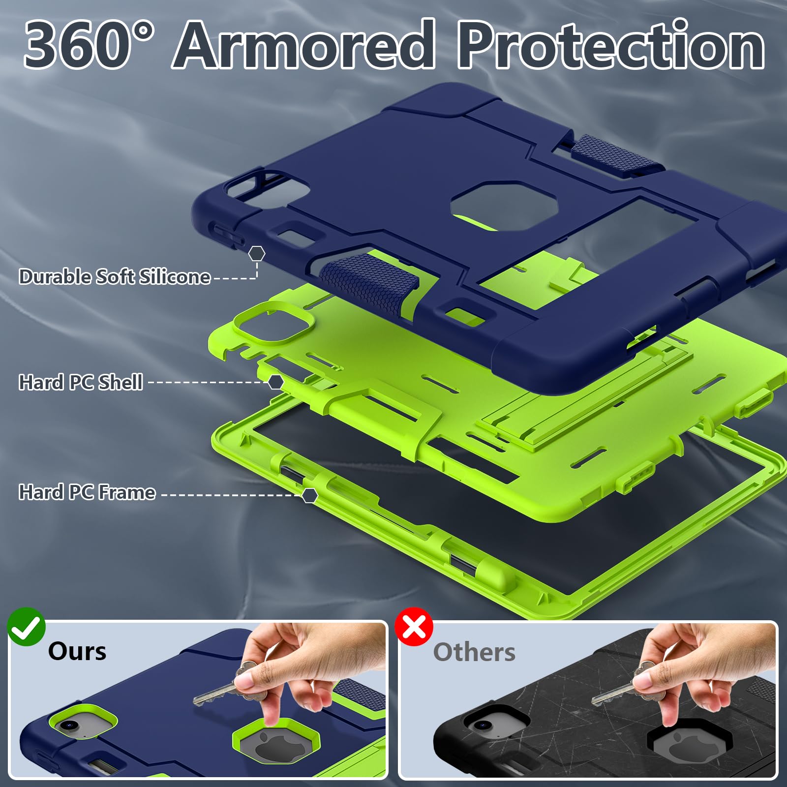 Tsqqst Case For Ipad Air 11 Inch M2 2024 With Pencil Holder, Drop Protection Shockproof Case Cover With Stand For Ipad Air 11''