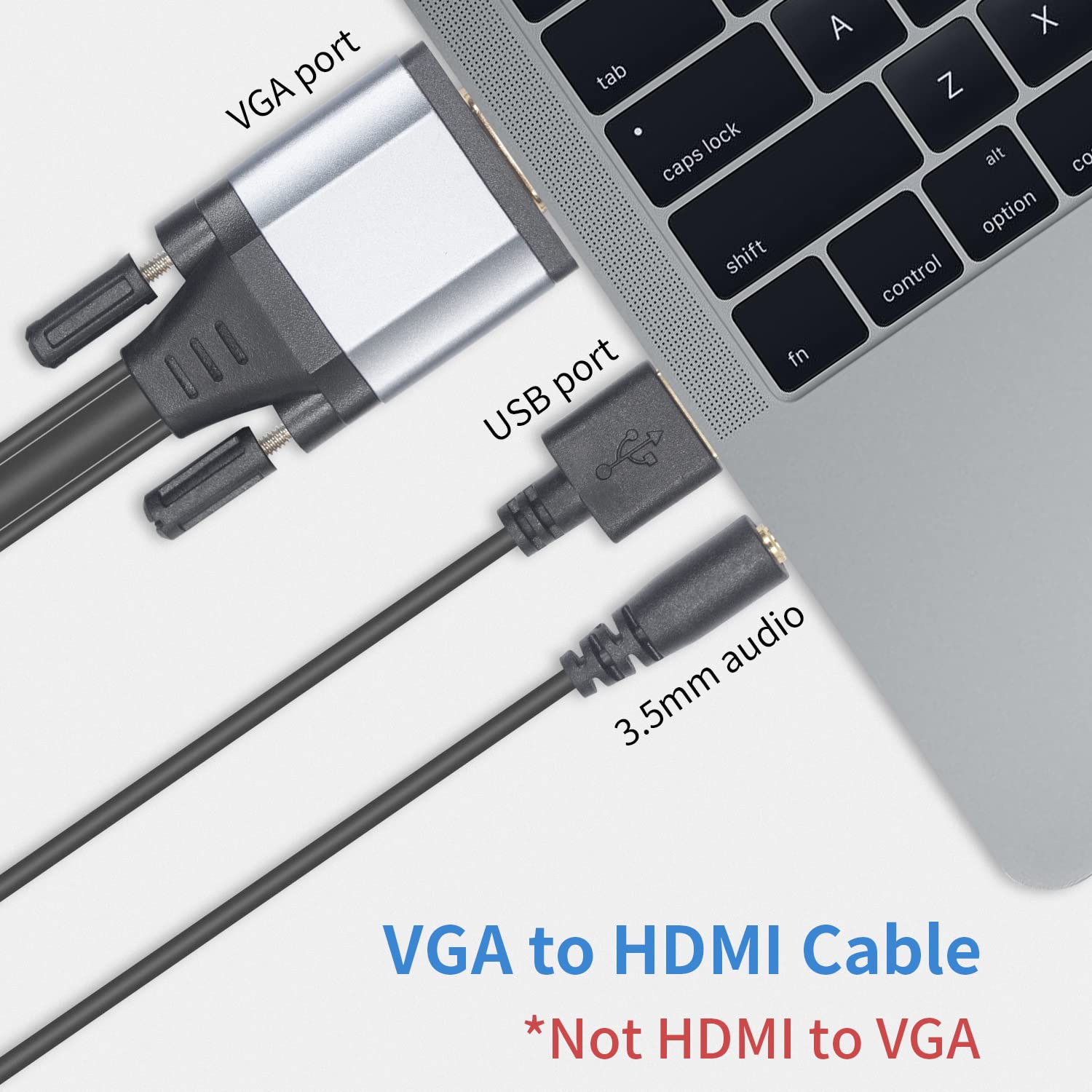 Duttek Vga To Hdmi Adapter Cable 5Ft/1.5M, Vga To Hdmi Cable, Gold Plated 1080P Active Vga Male To Hdmi Male Analog Video Adapte