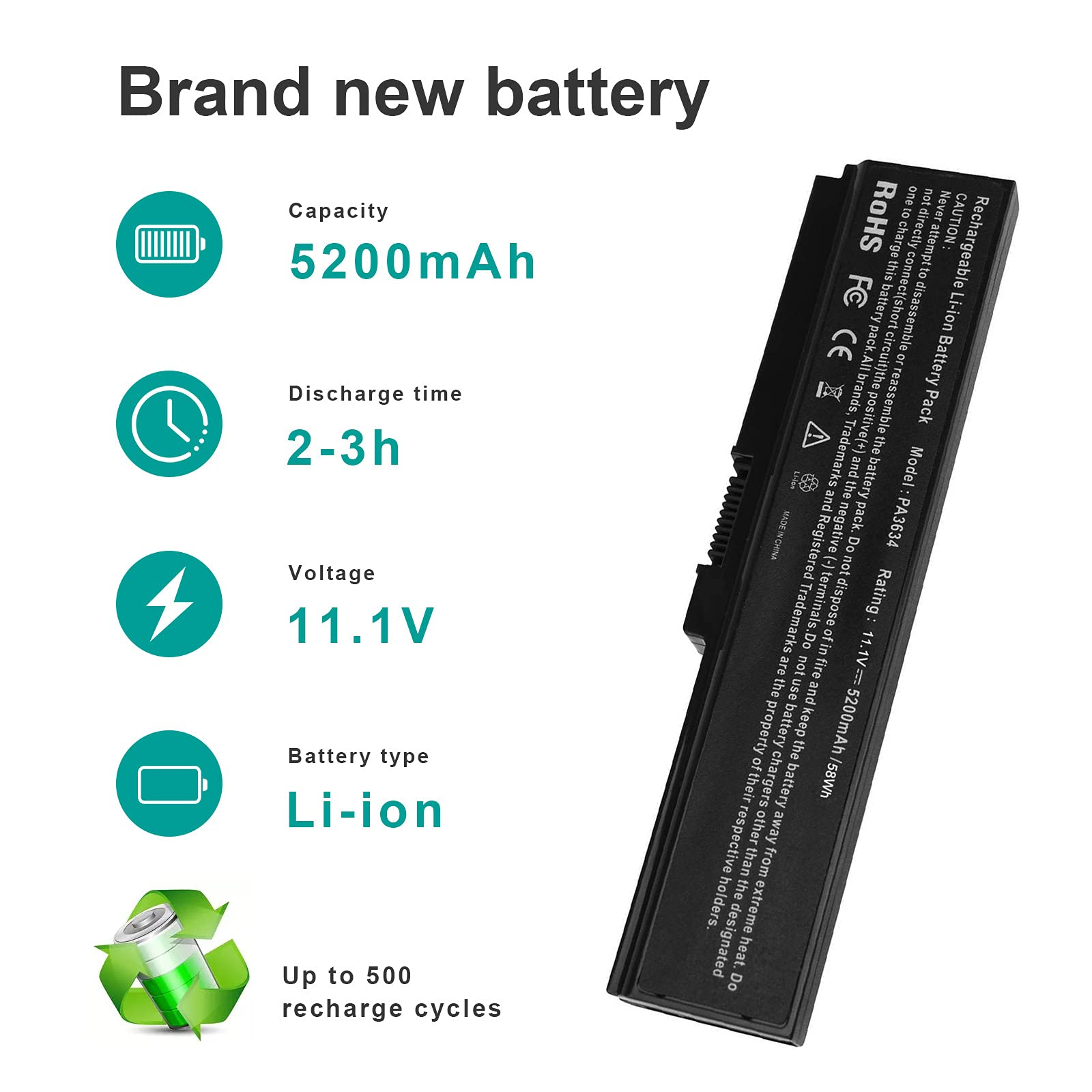 Pa3634U 1Bas Laptop Battery For Toshiba Satellite A665 C655 L645 L645D L650 L650D L655 L655D L670 L675 M300 M301 M305 M505 U405,