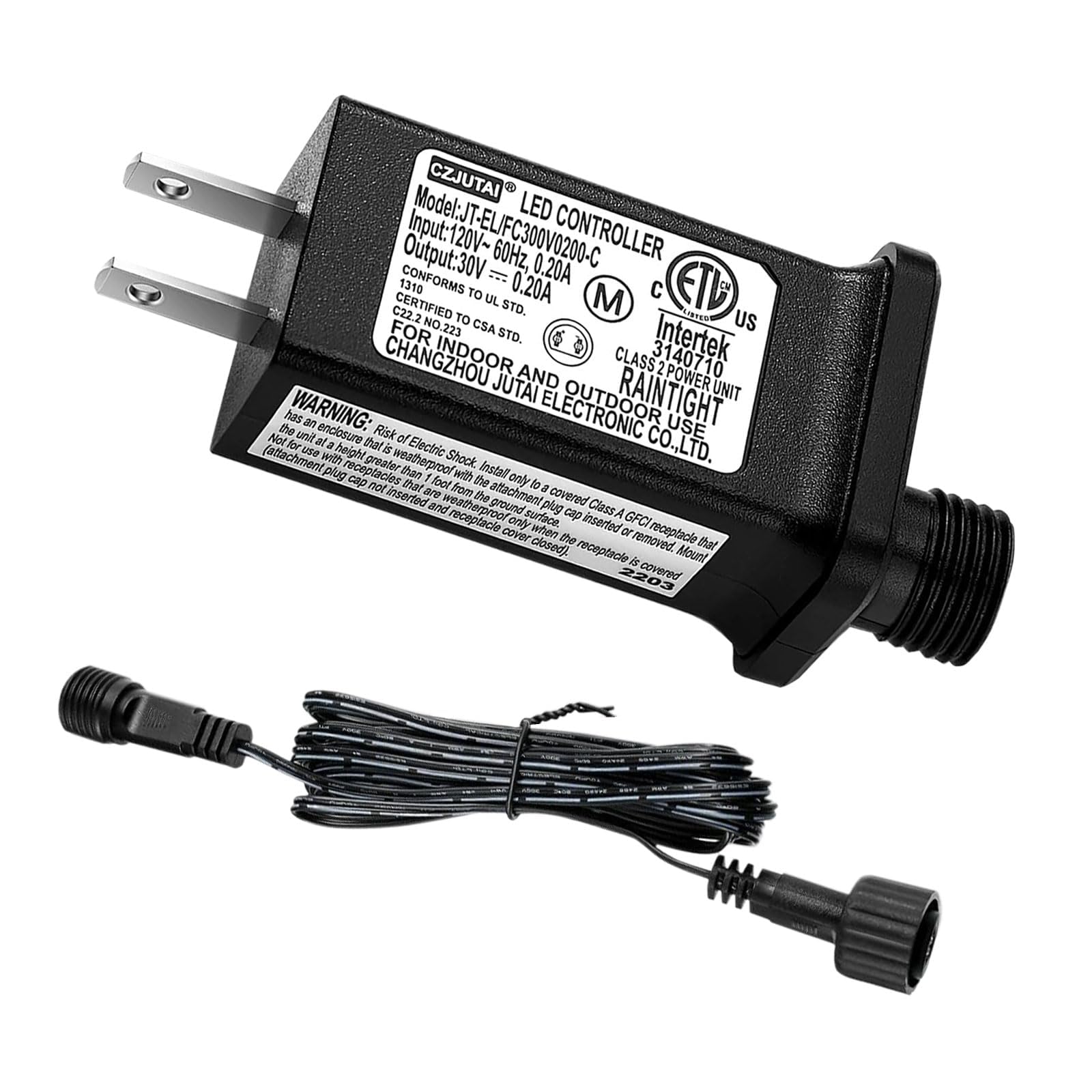30V 0.2A Led Controller With Extension Cord, Replacement Model Jt El/Fc300V0200 C Class 2 Power Supply Ip44 Low Voltage Transfor
