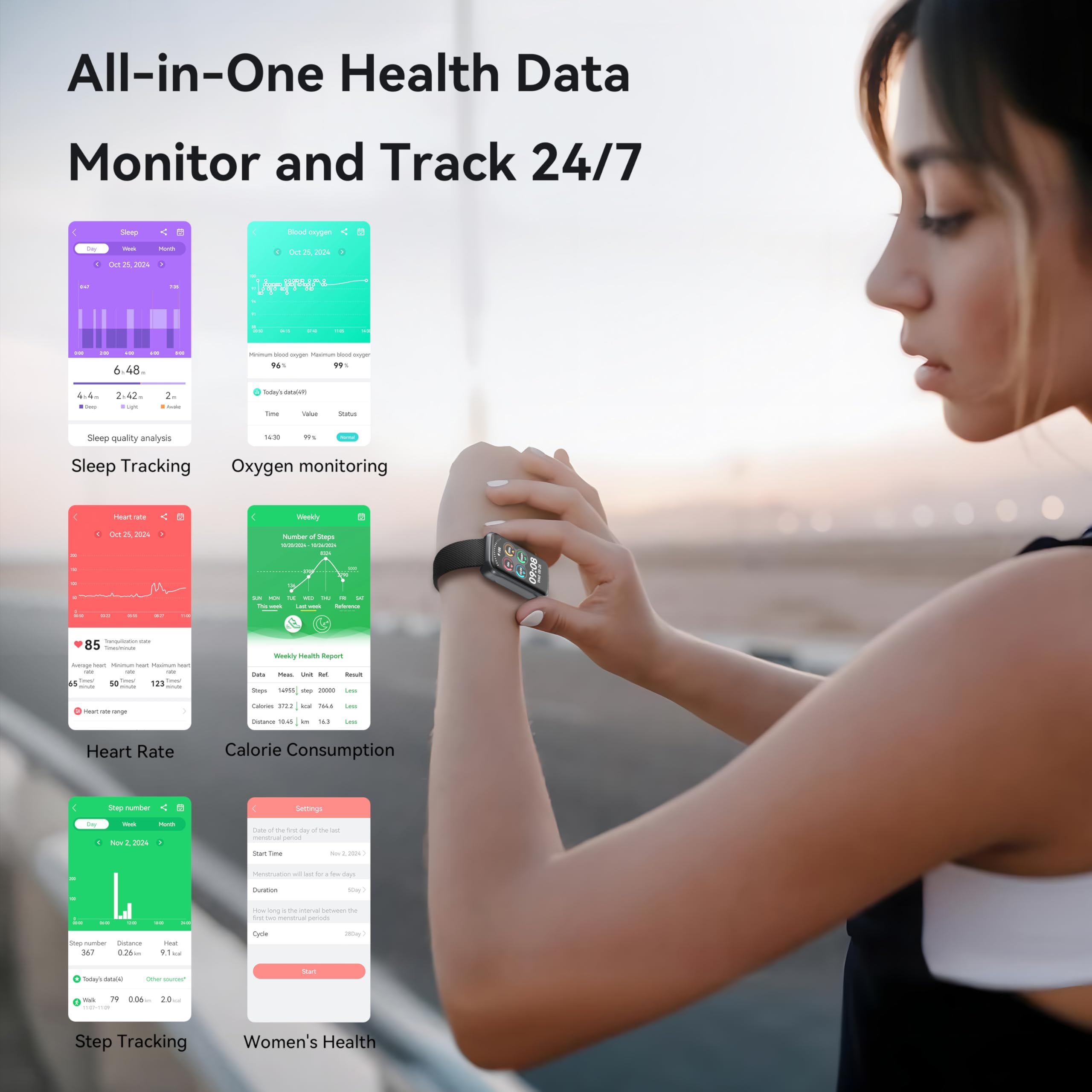 Oukitel Smart Watch For Men Women With 24 Sport Modes, Fitness Tracker 1.47'' Smartwatch With Heart Rate/Spo2/Sleep Monitor, Ste