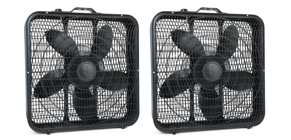 Simple Deluxe Box Fan 20 Inch, 3 Speed Cooling Fan With Aerodynamic Shaped Fans Blades, Convenient Carry Handle And Safety Grill