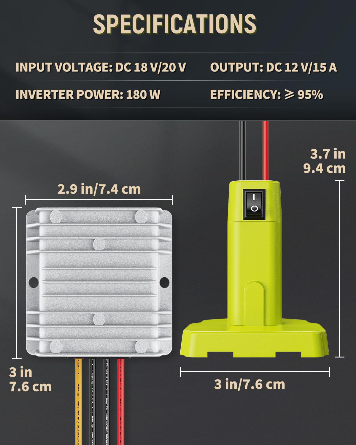 Vibit 18 V To 12 V Step Down Converter For Ryobi 18 V Battery, Dc Power Adapter, Voltage Reducer Transformer 180 W Buck Converte