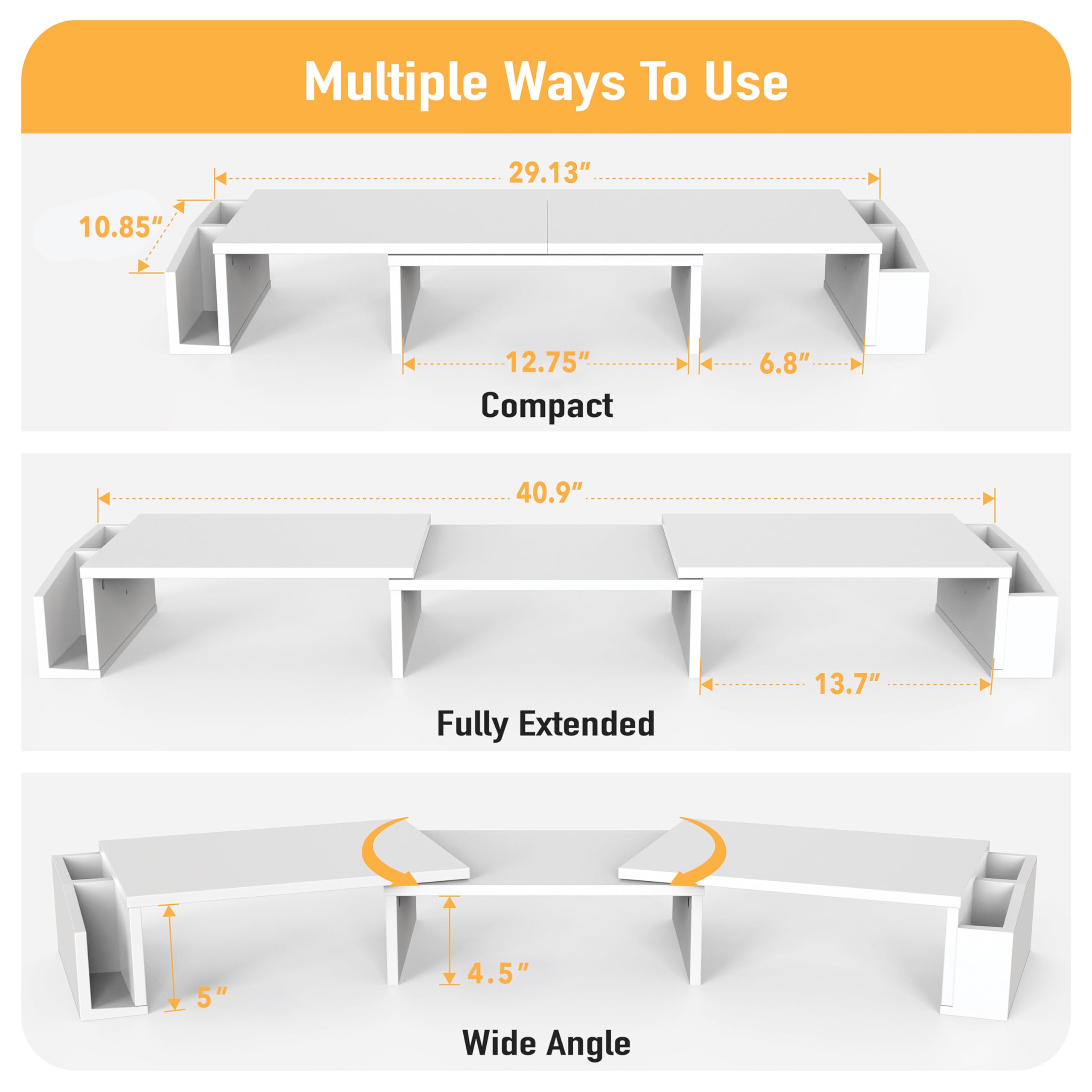 Simple Houseware Desk Dual Monitor Stand Riser with Drawer, White