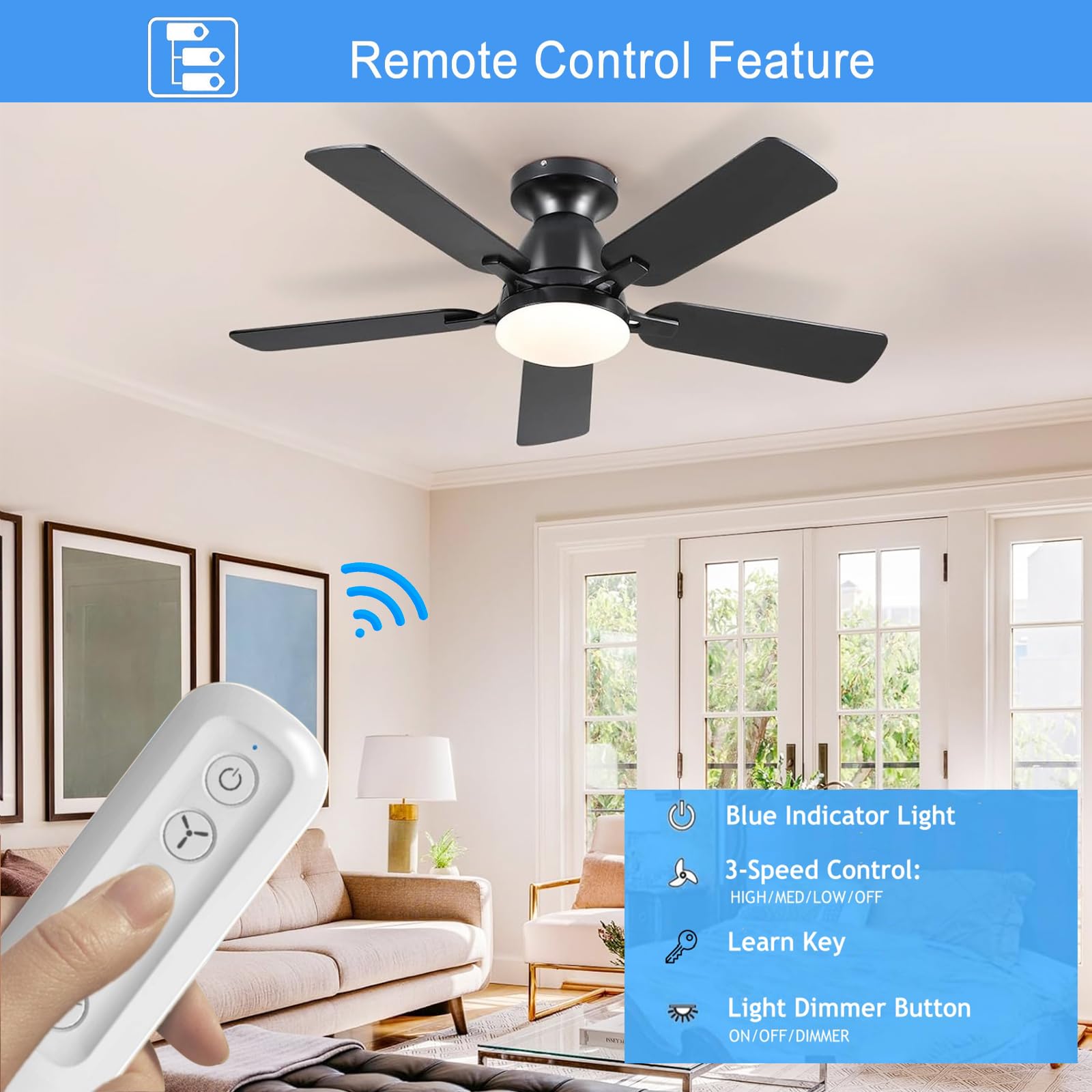 99770 99392 Hunter Ceiling Fan Remote Control Kit, Replacement For Casablanca Hunter Hampton Bay Ceiling Fans With Dimmer Light,