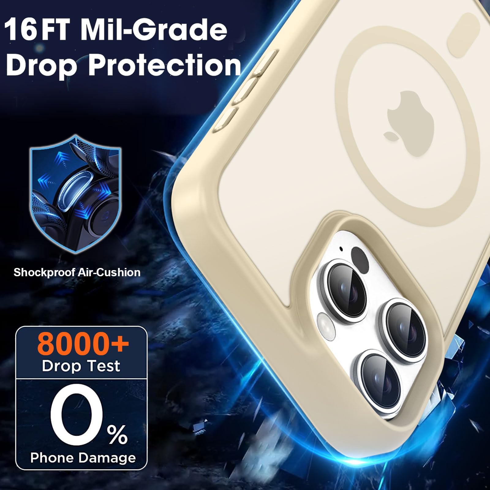 Mocca Strong Magnetic For Iphone 16 Pro Max Phone Case, [Compatible With Magsafe][16Ft Mil Grade Drop Protection] Slim Transluce