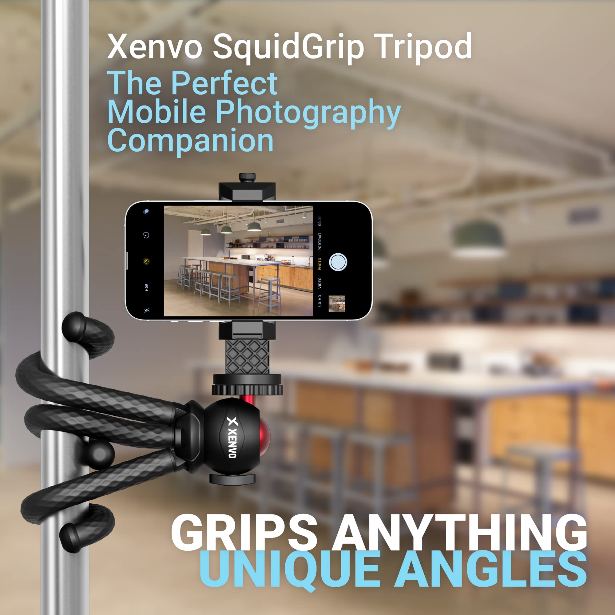 Xenvo Squidgrip Flexible Cell Phone Tripod And Portable Action Camera Holder   Compatible With Iphone, Gopro, Android, Samsung, Google Pixel And All Mobile Phones
