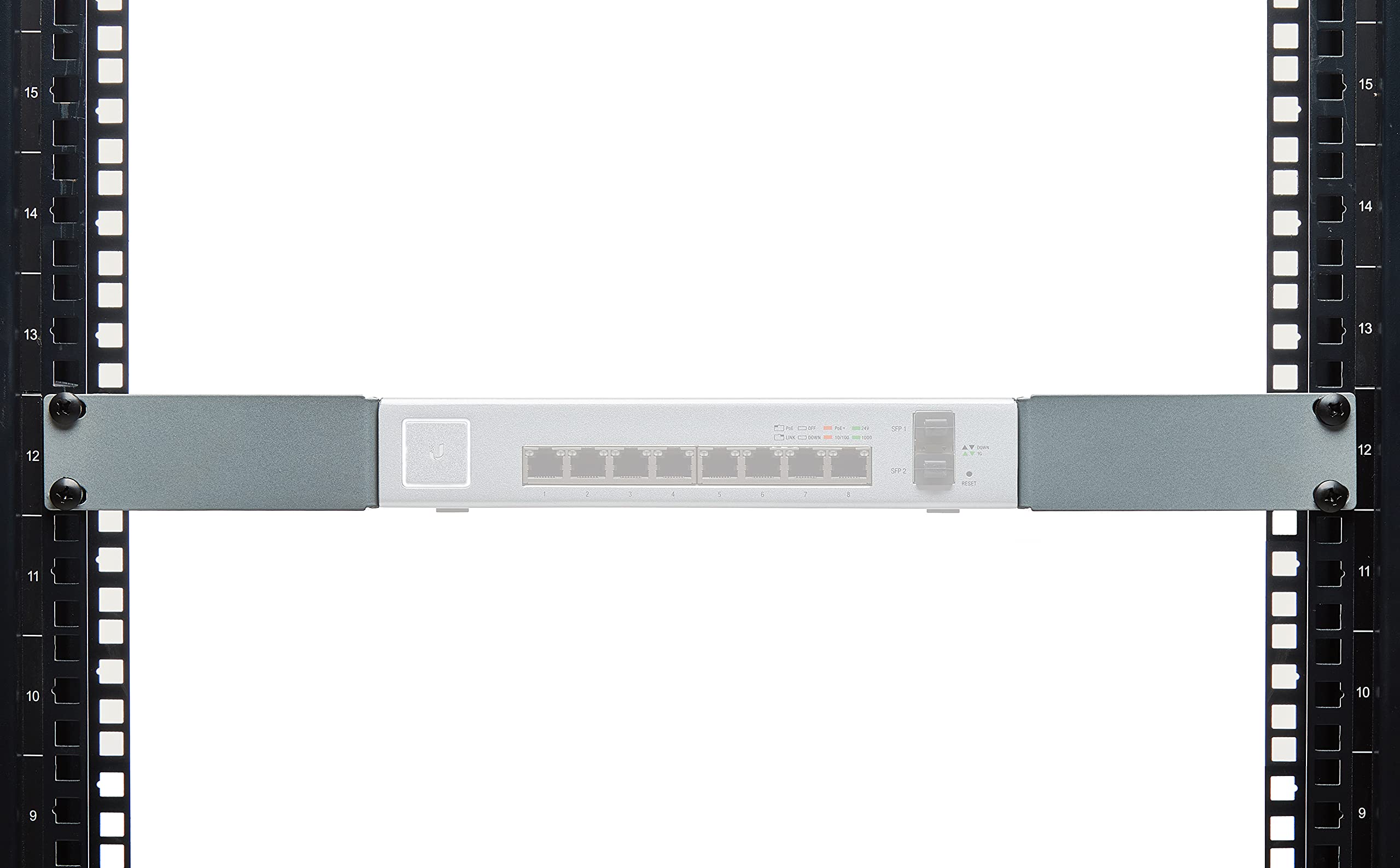 Geolynx Silver Rack Mount Adapter Bracket Ear Kit For Ubiquiti Us 8 150W Unifi Switch 8 Port | Edge Switch 8 Port With M6 Cage N