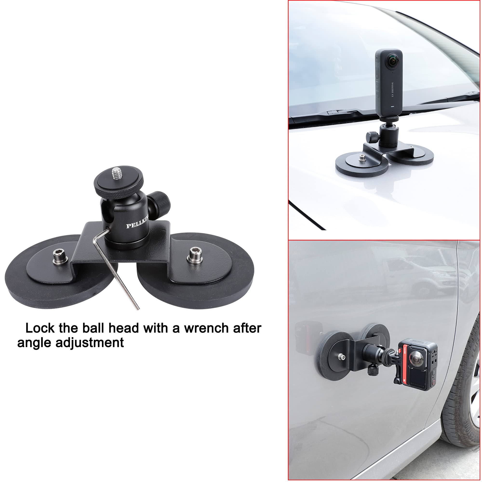 Pellking Car Mount Kit For Insta360 Camera, 4In1 Suction Cups Magnetic Mount With 114Cm Invisible Selfie Stick For Insta360 X4,X3,X2,X,Go 3,One Rs,R,One Rs 1 Inch 360 Camera