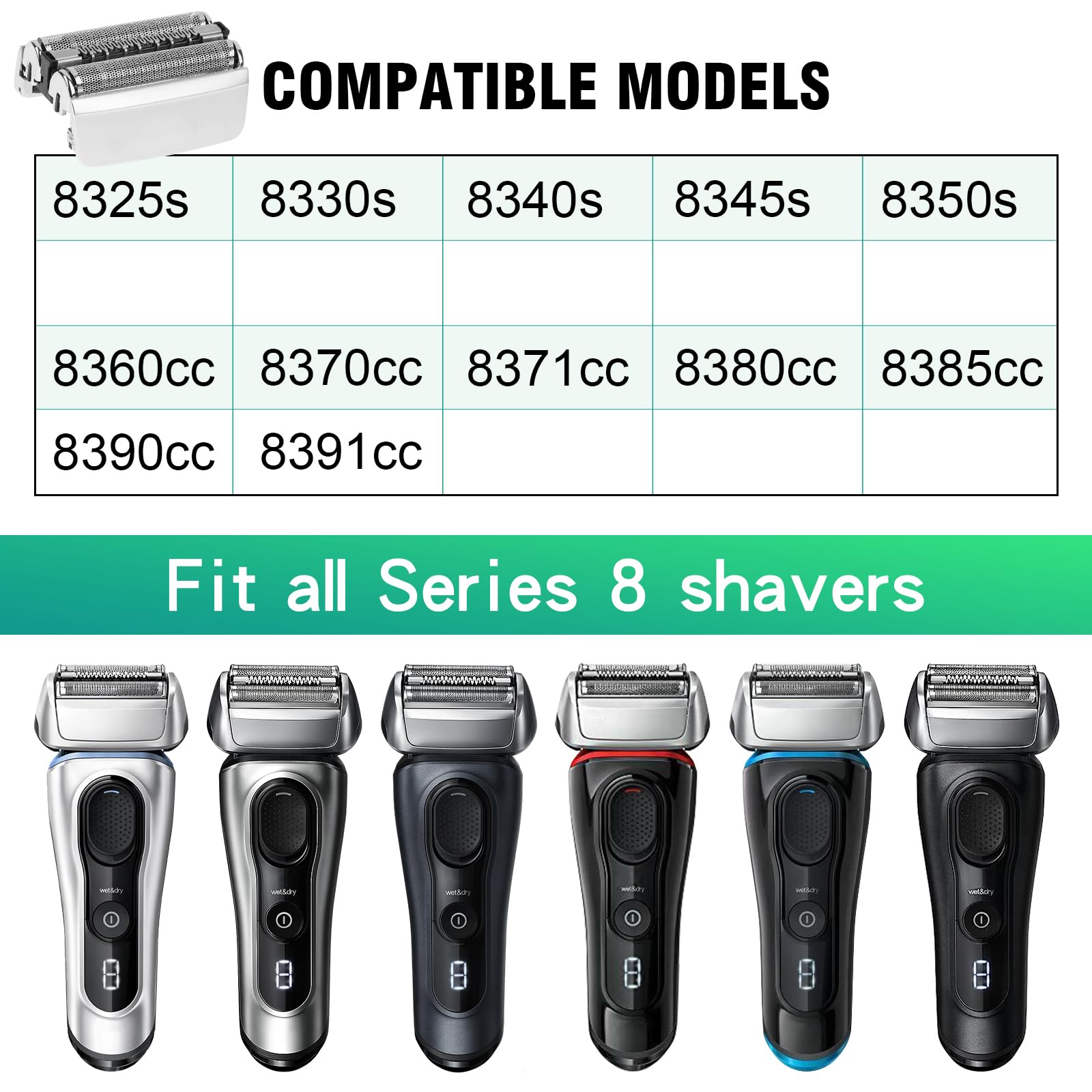 Series 8 83M Electric Shaver Head Replacement,Compatible With Braun S8 Replacement Head Electric Razor Blades Model 8370Cc,8340S