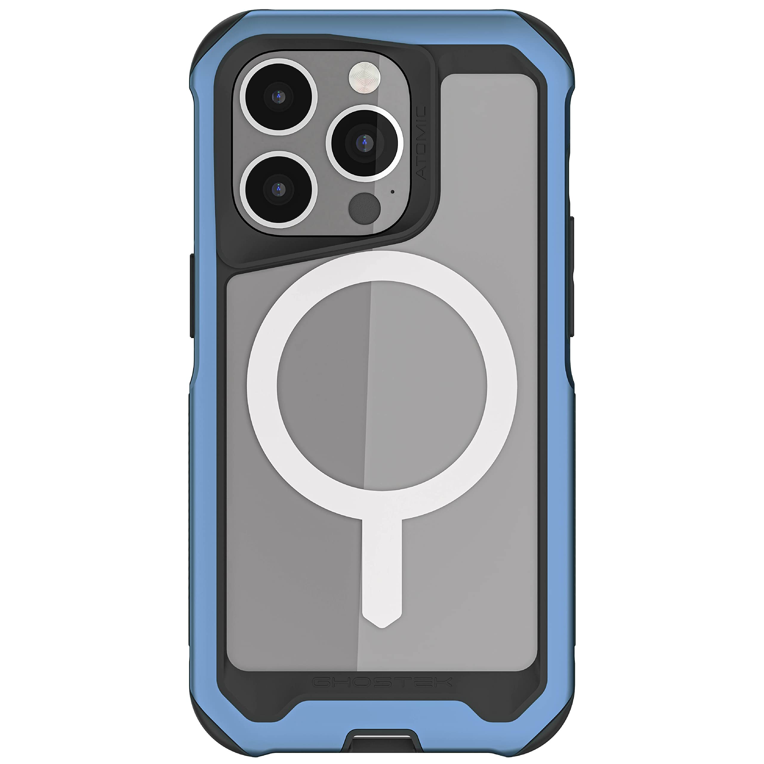 Ghostek Atomic Slim Iphone 14 Plus Case Blue With Crystal Clear Magsafe Magnetic Ring Back Wireless Charging Compatible Tough Mi