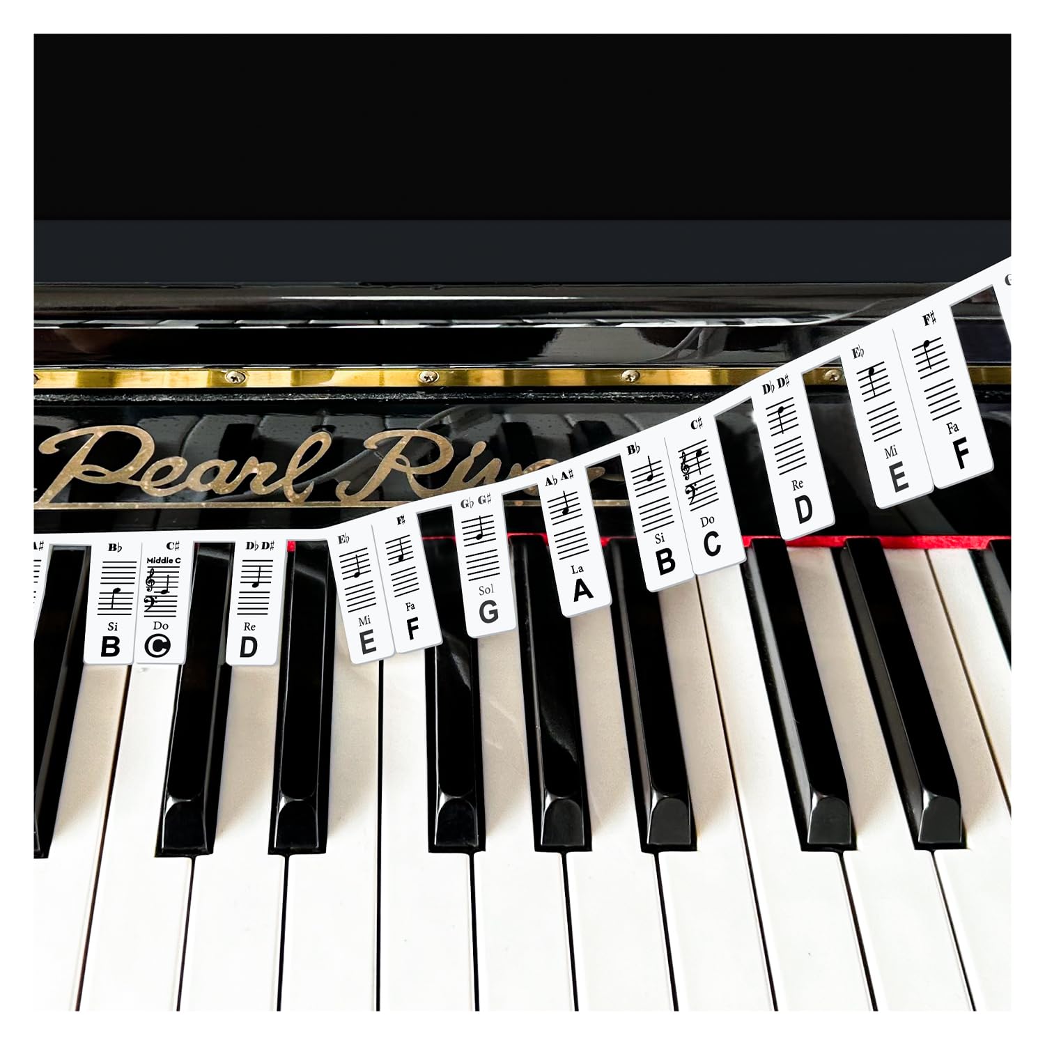 Removable Piano Keyboard Note Labels, Silicone Piano Notes Stickers Guide For Beginner, Reusable 88 Key Full Size Piano Key Musi