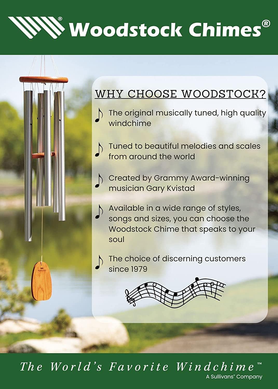 Woodstock Wind Chimes For Outside, Garden Decor, Hanging Gong, 17'' Wind Gongs For Outdoor, Patio, Home Or Garden Decor Christma