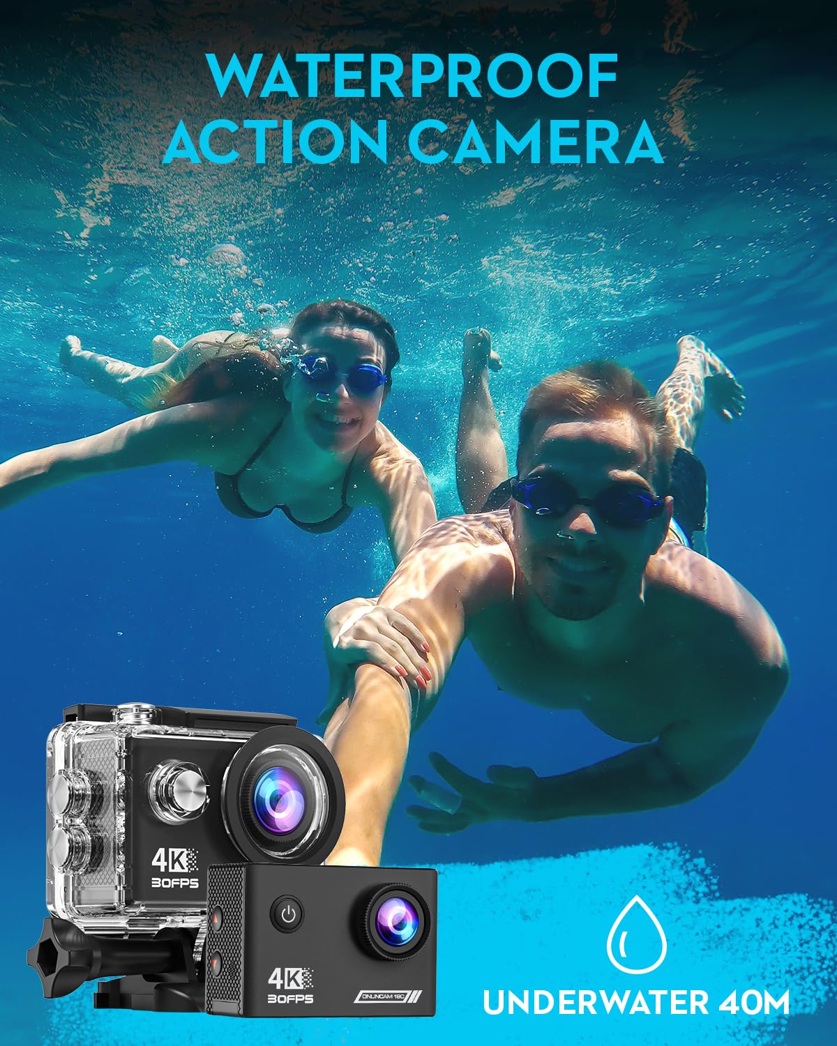 Action Camera 4K30Fps With 64G Sd Card,Hd Waterproof Camera 131Ft Underwater Cameras 20Mp Pre Recording Wifi Camera 170 Remote C