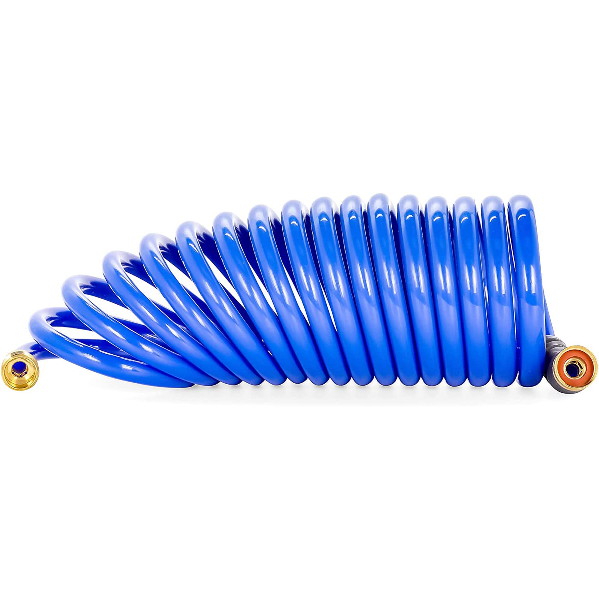 Camco 20 Coiled Water Hose | Rust Resistant With Brass Fittings | Features A 1/2-Inch Id (41983), Blue,WBAUVB07JYHJ2DM