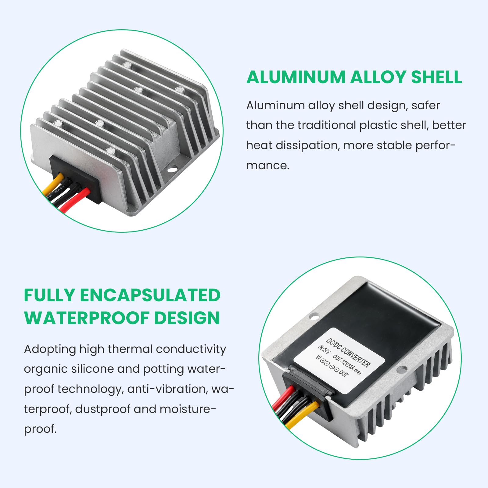 Mzhou Dc 30 90V To 24V Step Down Converter,36V 48V 72V To 24V 20A 480W Max Dc Buck Converter,Ip67 Waterproof Module Volage Regul