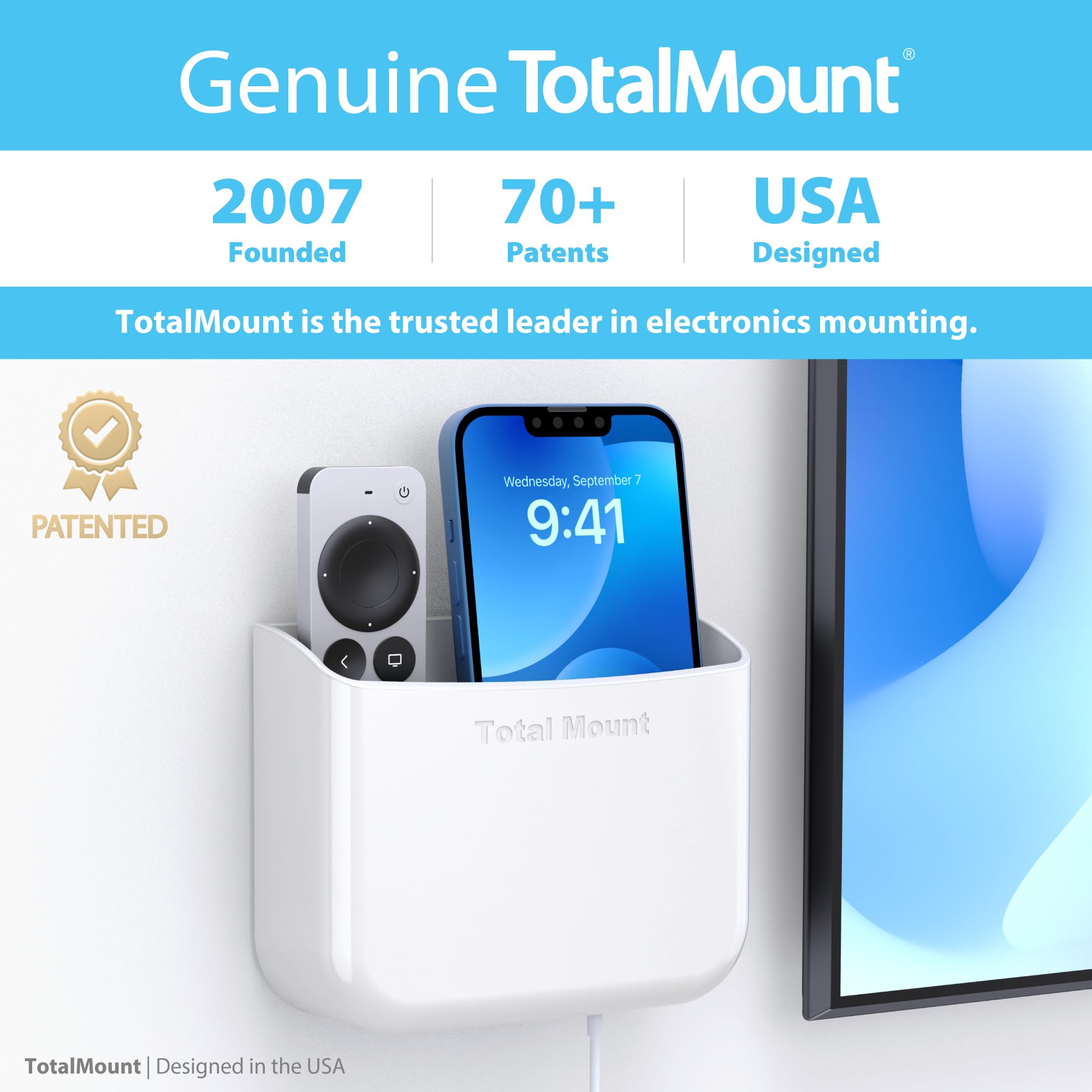 Totalmount Hole Free Remote Holders   Eliminate Need To Drill Holes In Your Wall (For 2 Or 3 Remote Controls   White   Quantity