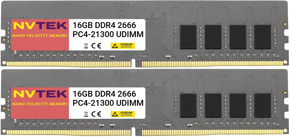 Nvtek 32Gb (2X16Gb) Ddr4 2666Mhz Pc4-21300 Udimm 2Rx8 1.2V Cl19 288-Pin Non-Ecc Unbuffered Desktop Pc Computer Memory