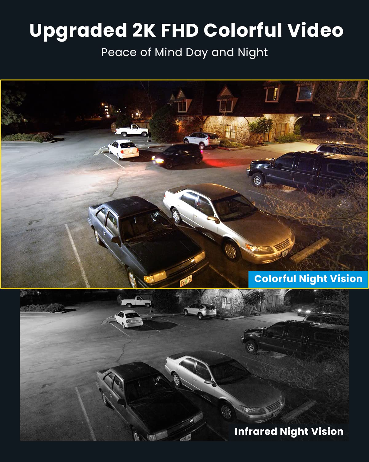 Iegeek Floodlight Camera, Outdoor Home Security Camera, 2K Wired Flood Light Camera Outdoor With Motion Sensor Cam, 2600 Lumens, Color Night Vision, 110Db Siren, 2 Way Audio, Compatible With Alexa