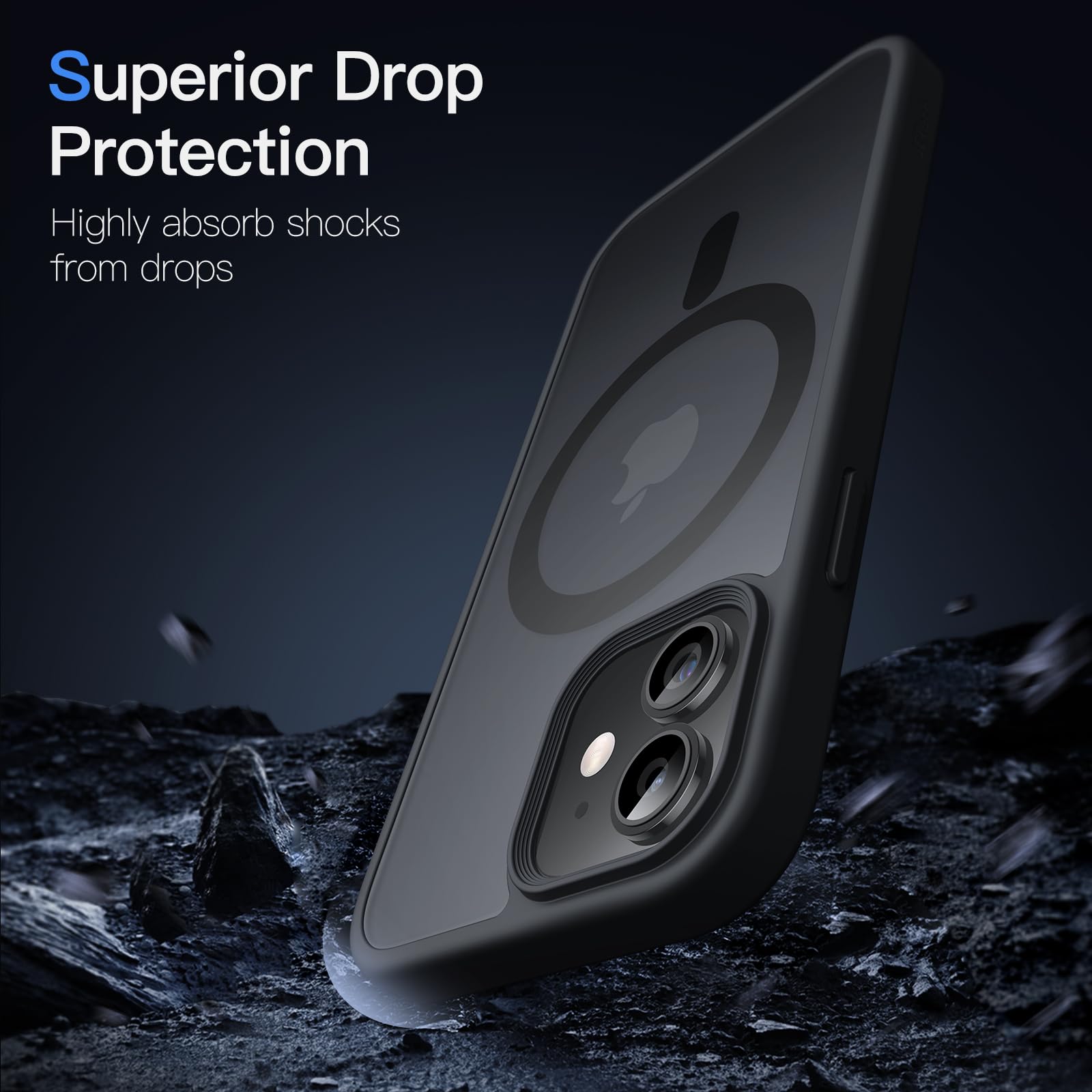 Jetech Magnetic Case For Iphone 12 Mini 5.4 Inch Compatible With Magsafe, Translucent Matte Back Slim Shockproof Phone Cover (Bl