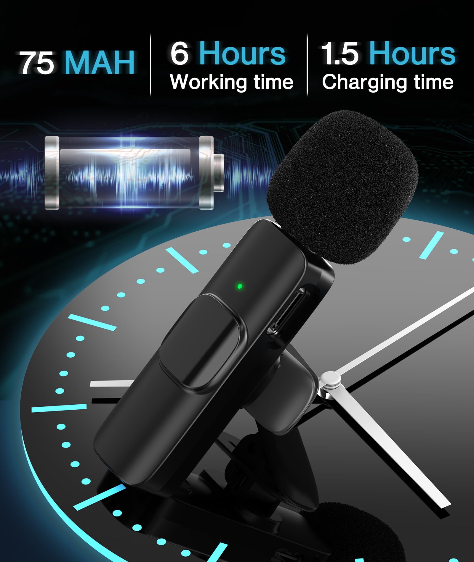 Gicorino Wireless Lavalier Microphone For Iphone, Wireless Mic For Iphone15 With Noise Reduction Chip, Mini Microphone For Recor