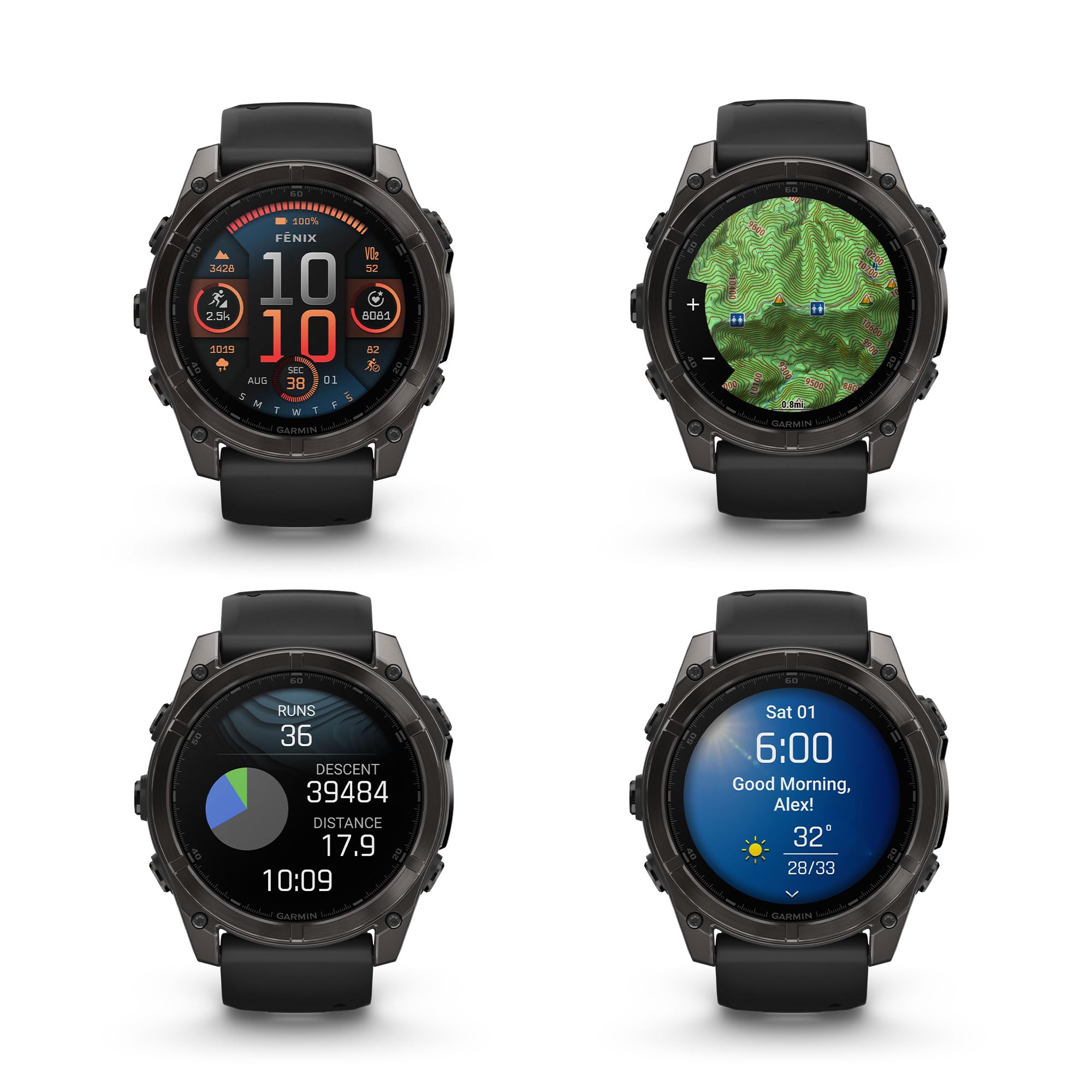 Garmin Fenix 8 51Mm Amoled Sapphire Premium Multisport Gps Smartwatch Carbon Gray Dlc Titanium With Gray Silicone Band, Built-In