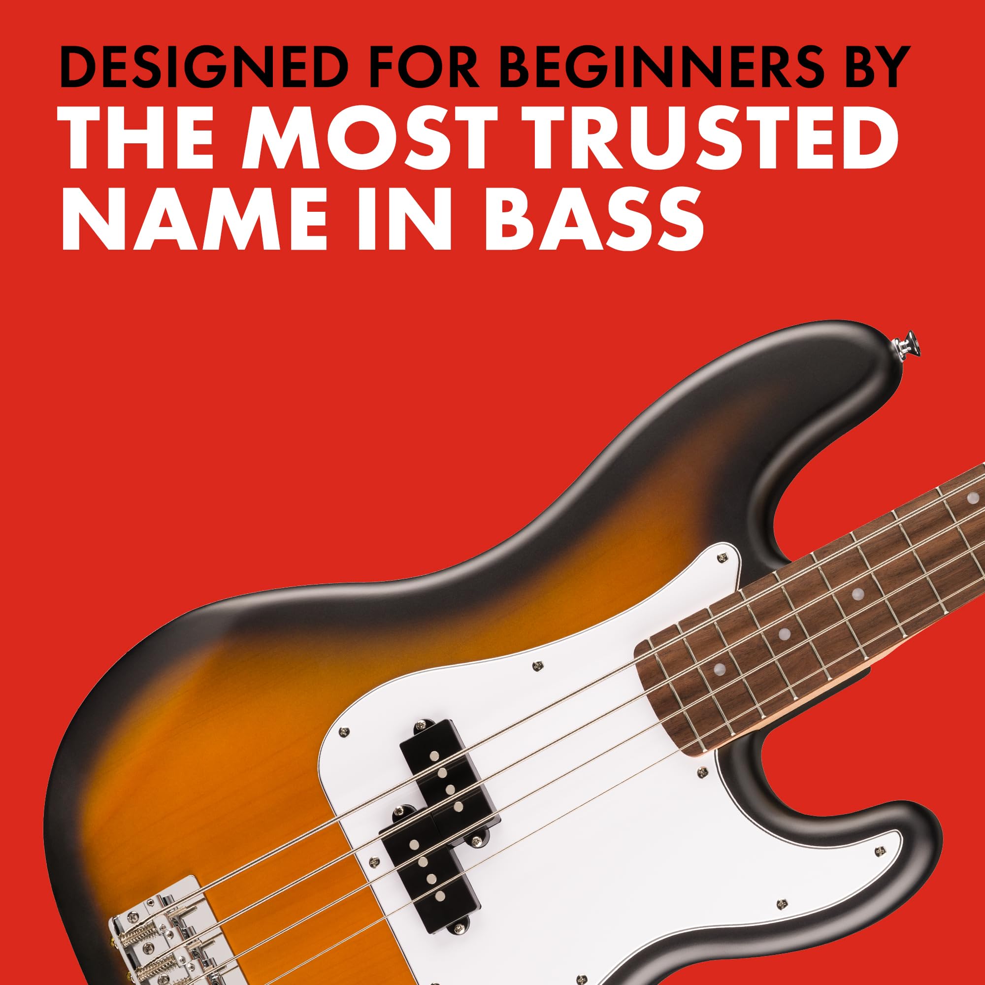 Fender Squier Debut Series Precision Bass Guitar, Beginner Guitar, With 2 Year Warranty, Includes Free Lessons, 2 Color Sunburst