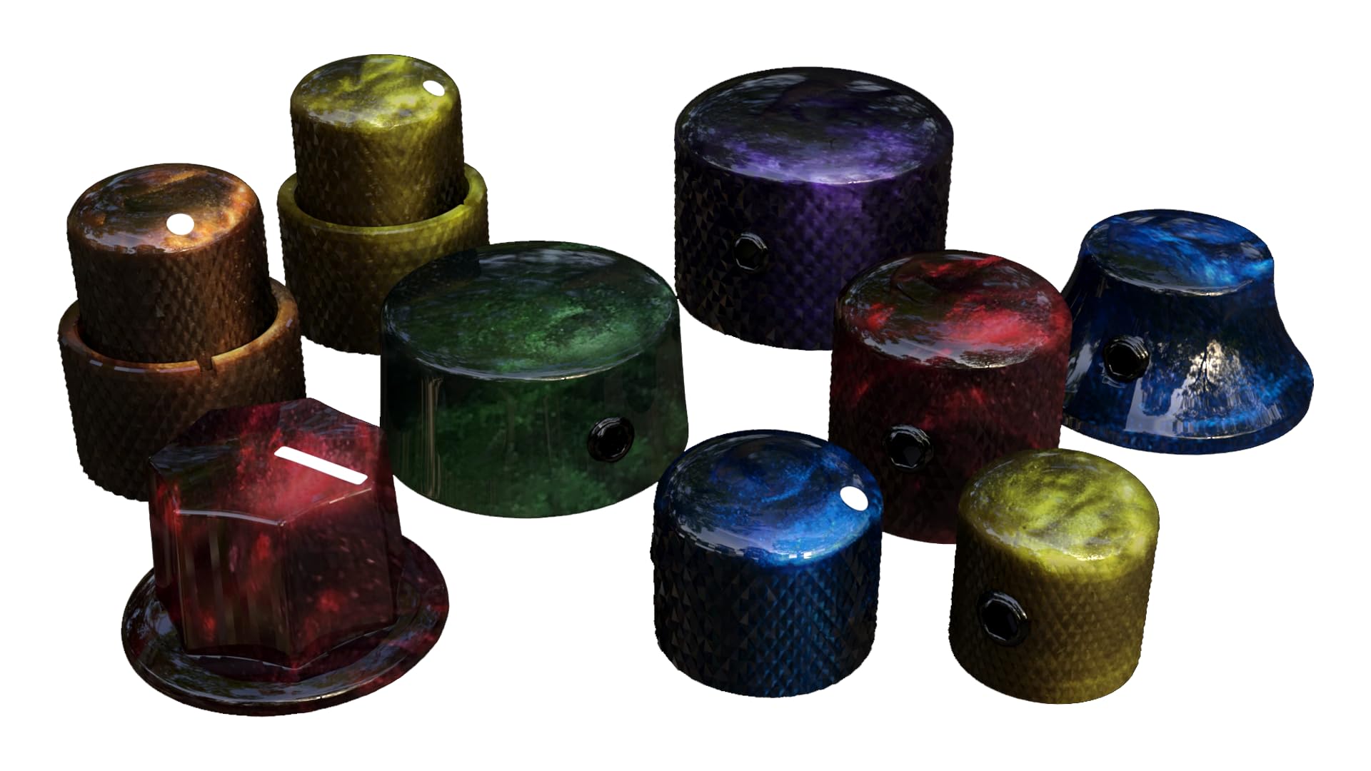 Xentric Guitars   Autumn Pearl Series 6Mm Resin Dome Knobs (3 Knobs, Purple Autumn Pearl)