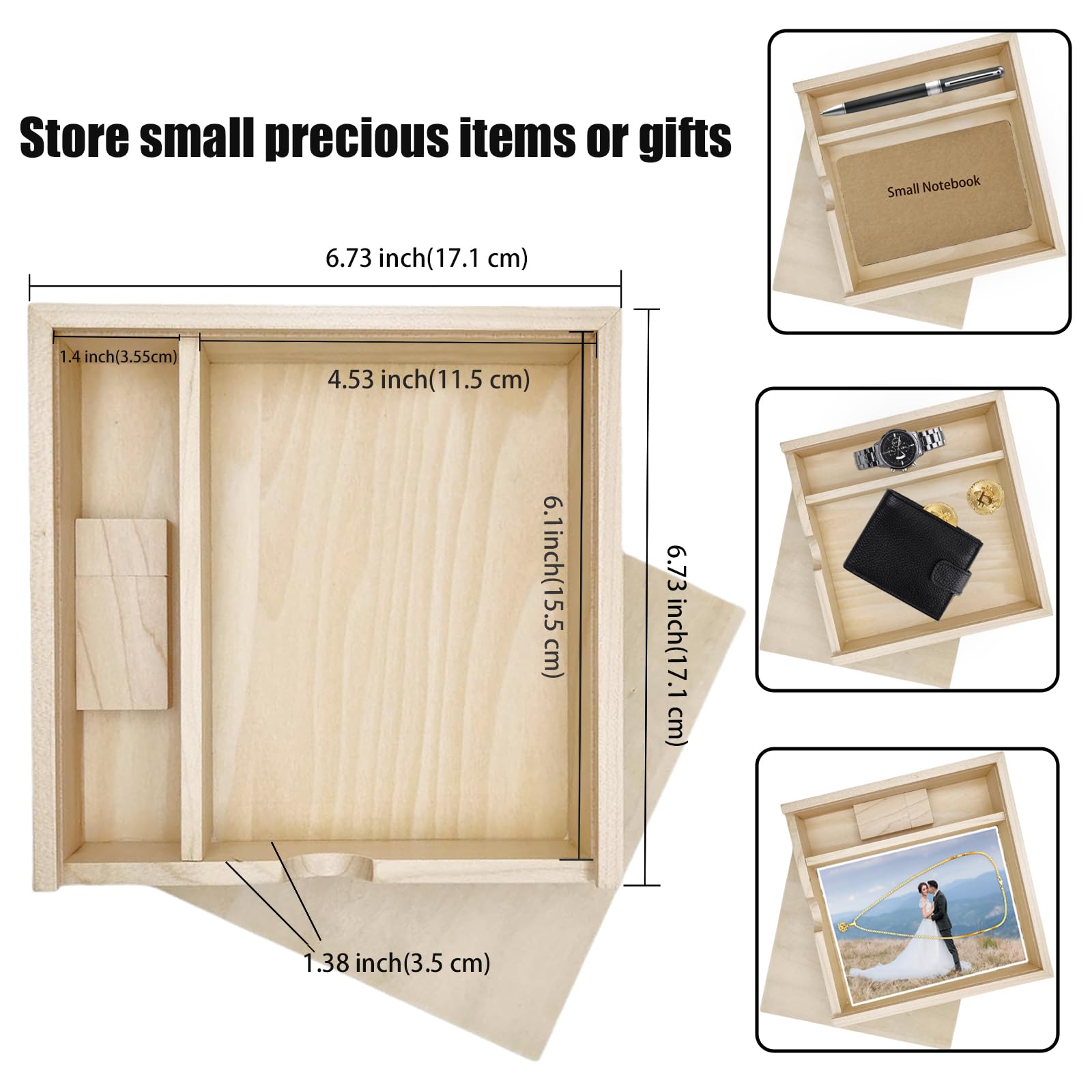 Wood Usb Flash Drive With Gift Box (6.73''X6.73''X1.38'') Tatmohik 16Gb Usb 3.0 Wedding Usb Memory For Storing Photos Maple Wood