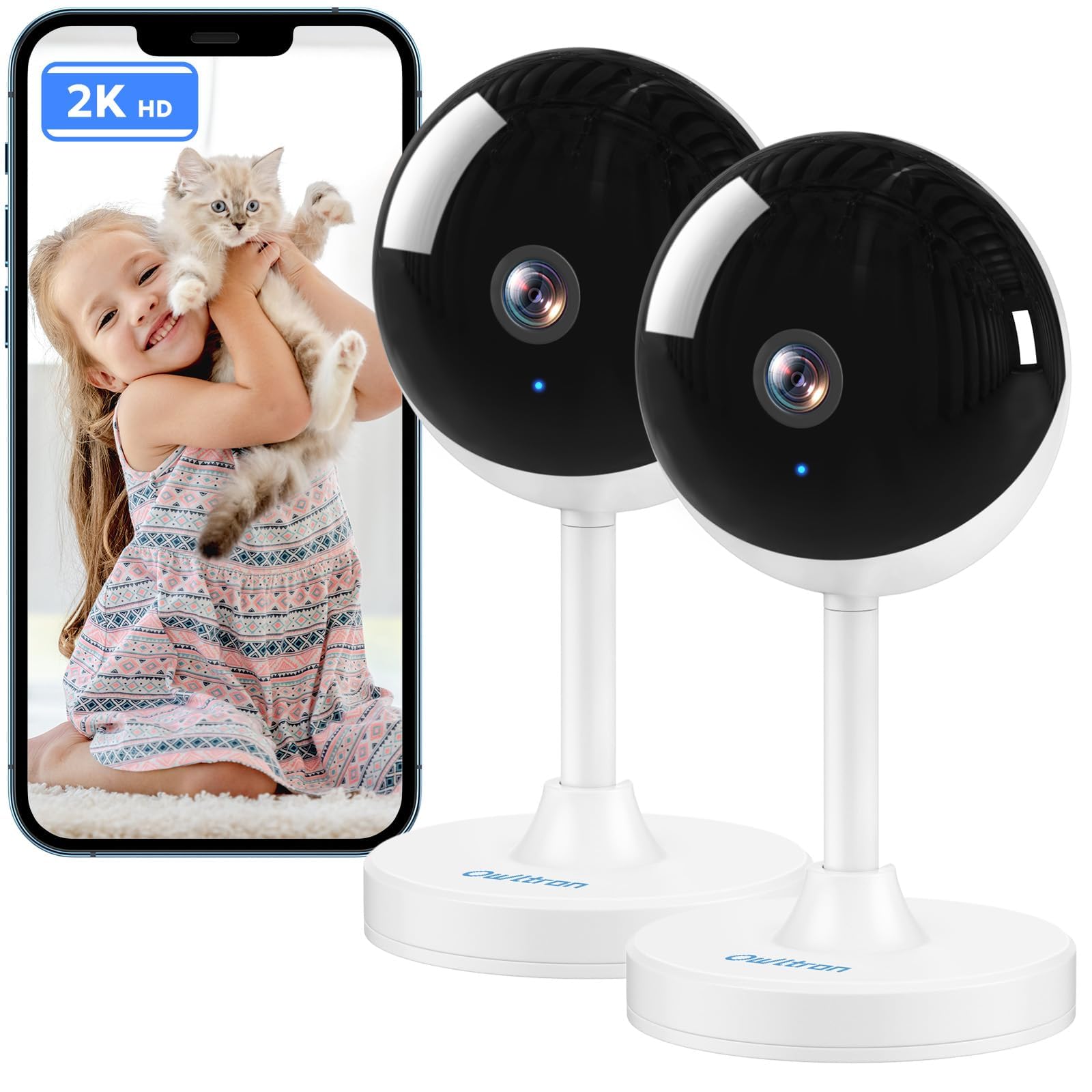 owltron Indoor Security Camera, 2K Cameras for Home Security with Motion Detection, Pet Cam & Baby Monitor with Night Vision, 2.