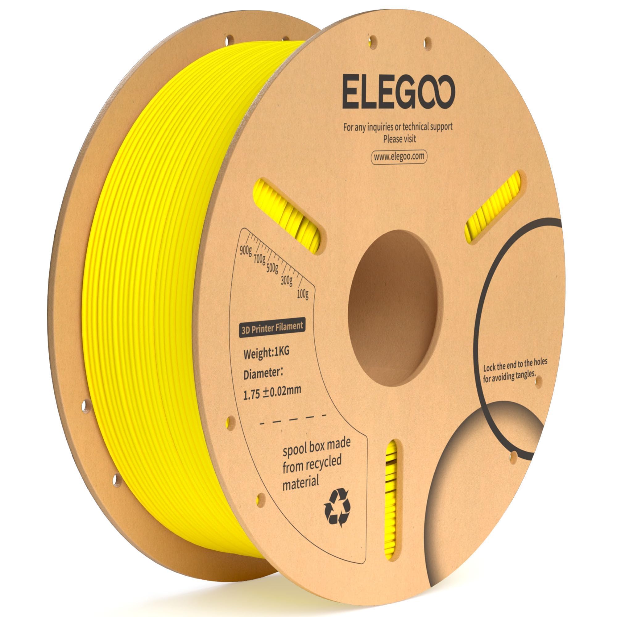 ELEGOO PLA Plus Filament 1.75mm Yellow 1KG, PLA+ Tougher and Stronger 3D Printer Filament Dimensional Accuracy +/- 0.02mm, 1kg S