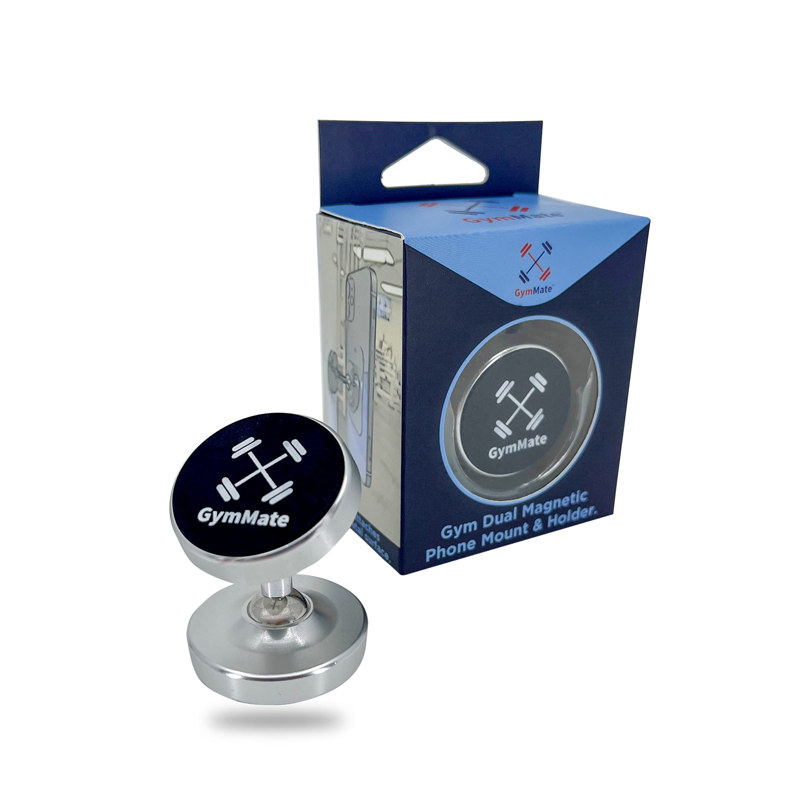 Gym Mate Dual Magnetic Phone Mount & Holder. Attaches Magnetically To Metal Surface. Shoot Hands Free Videos While Working Out.