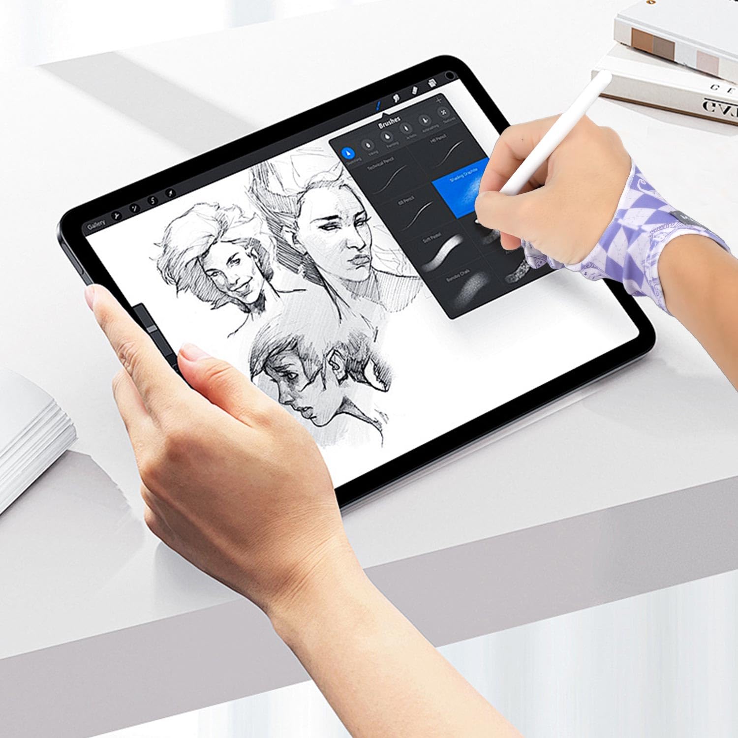 Spaseeba Artist Drawing Glove Art Two-Finger Glove Animal Print For Drawing Tablet/Pen Display/Ipad For Right And Left Hand, S B