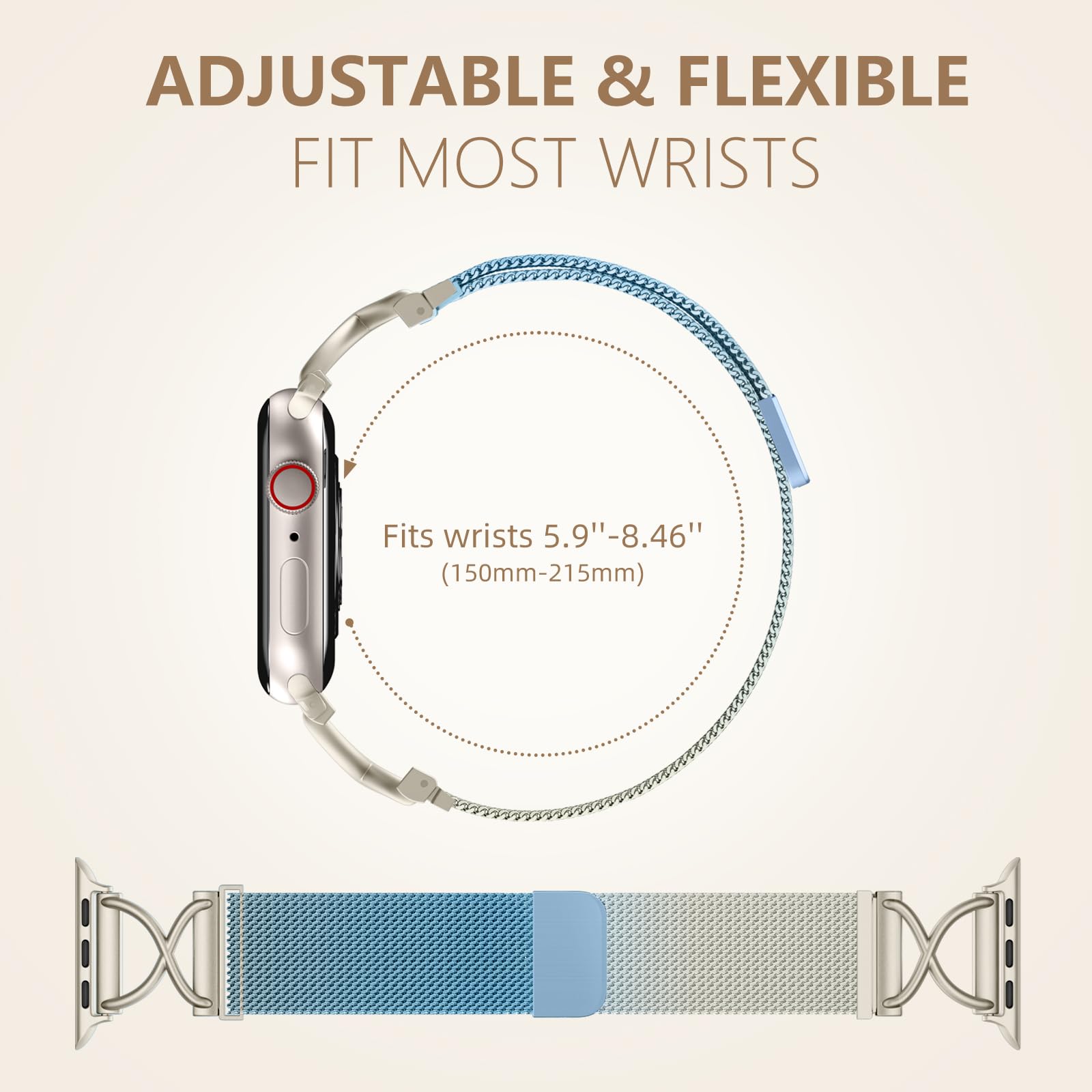 Dirrelo Band Compatible For Apple Watch Bands For Women 40Mm 41Mm 38Mm 44Mm 45Mm 42Mm 49Mm, Mesh Metal Strap With Magnetic Clasp