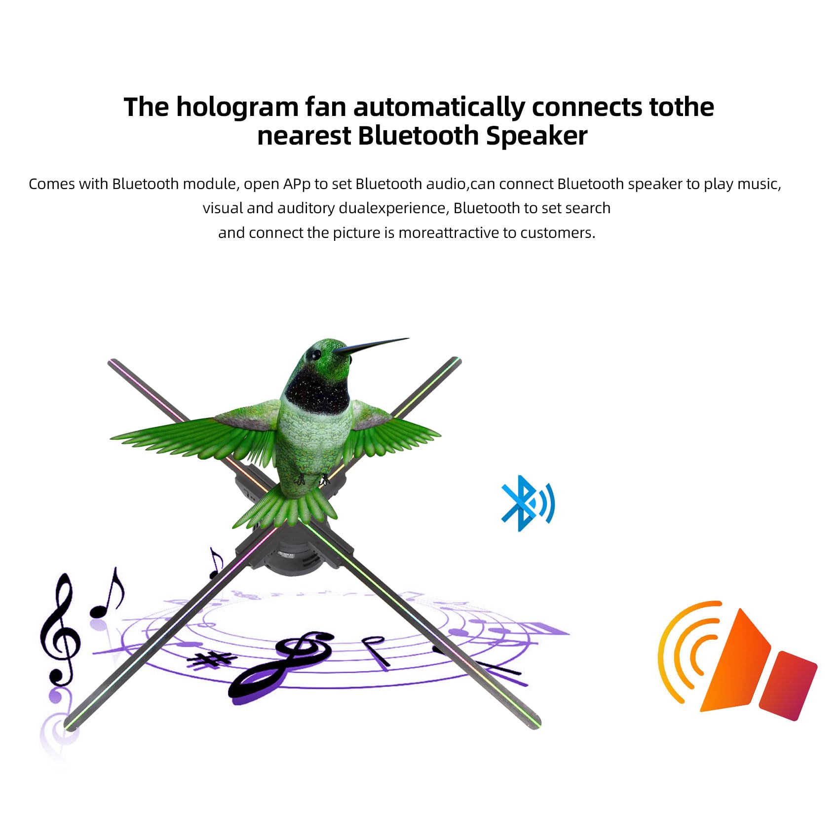 3D Hologram Fan, Hologram Fan Projector Screwless Led Lights With App And Wifi, Remote Control, Hd Led 2000*1444Px Resolution Fo