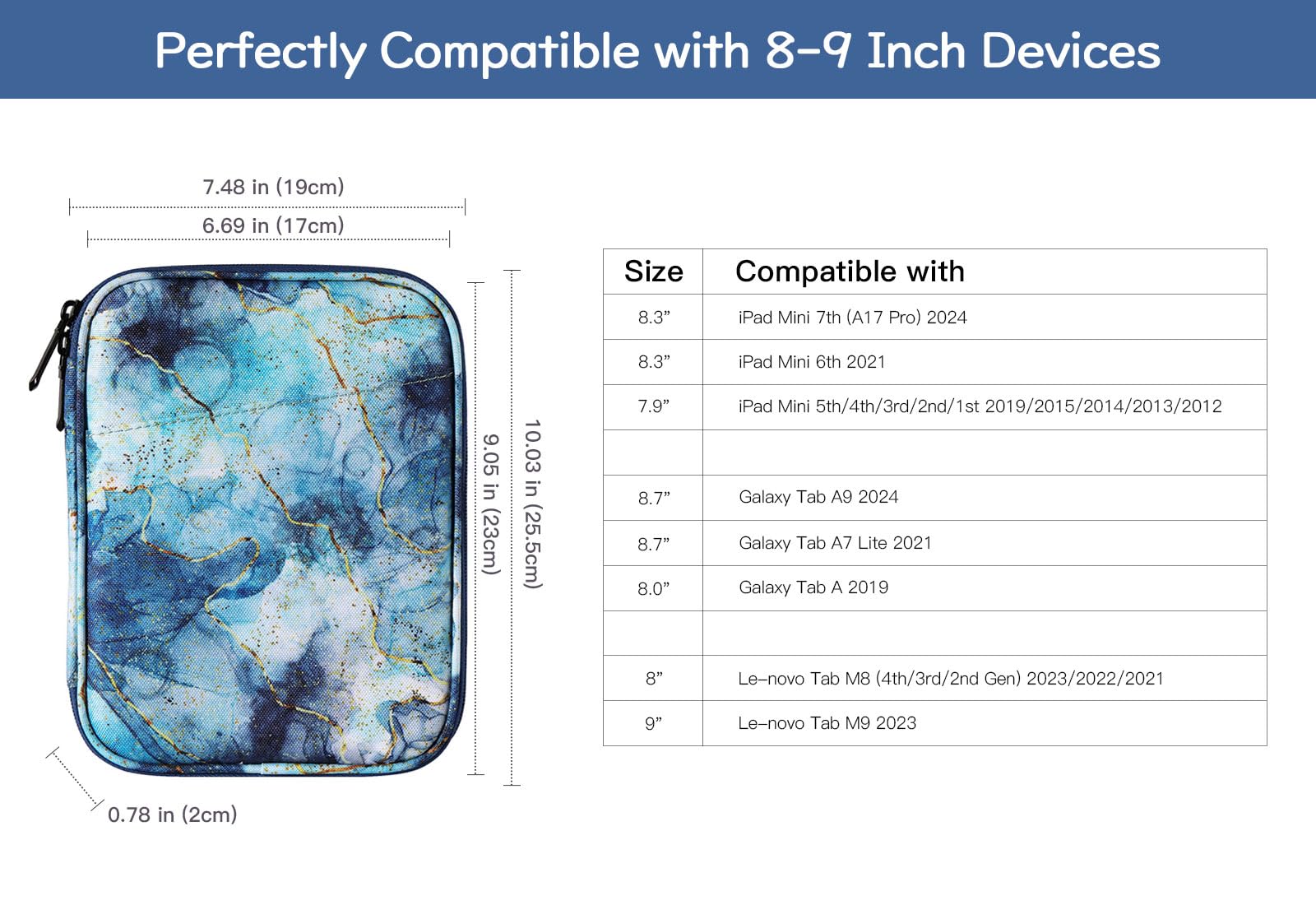 Dadanism 8-9 Inch Tablet Sleeve Bag Carrying Case For Ipad Mini 7Th/6Th 8.3 2024/2021, Ipad Mini 5/4/3/2/1 7.9, Galaxy Tab A7 Li