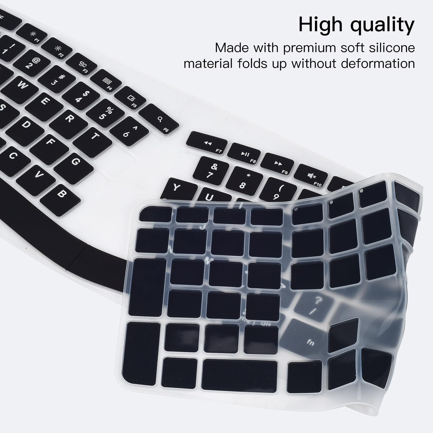 Keyboard Cover For Logitech Ergo K860 Wireless Ergonomic Keyboard, Waterproof Silicone Keyboard Protector Skin For Logitech K860