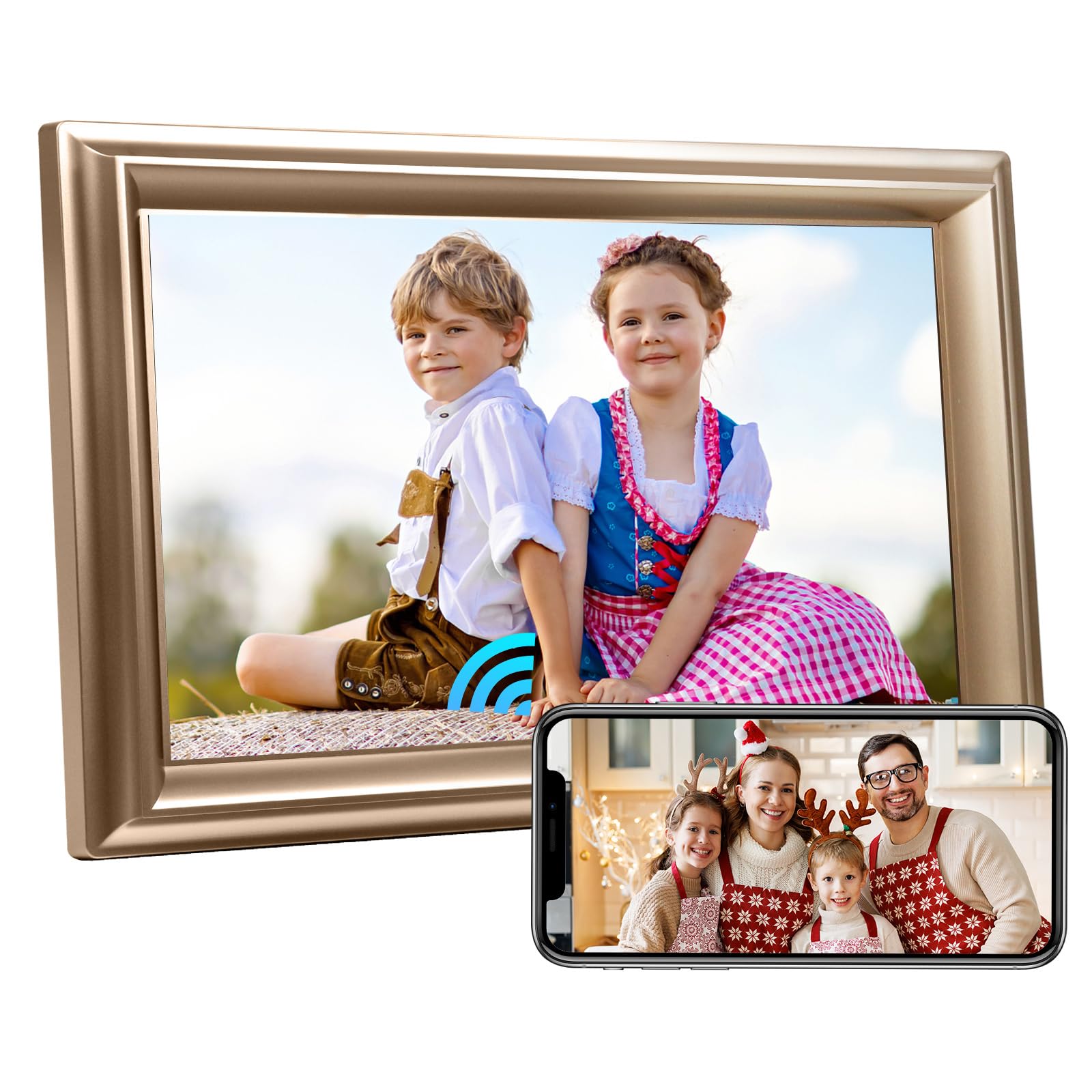 Wifi Digital Picture Frame 10.1 Inch Ips Hd Cloud Smart Digital Photo Frame,16Gb Storage, Wall Mountable, Auto Rotate, Share Pho