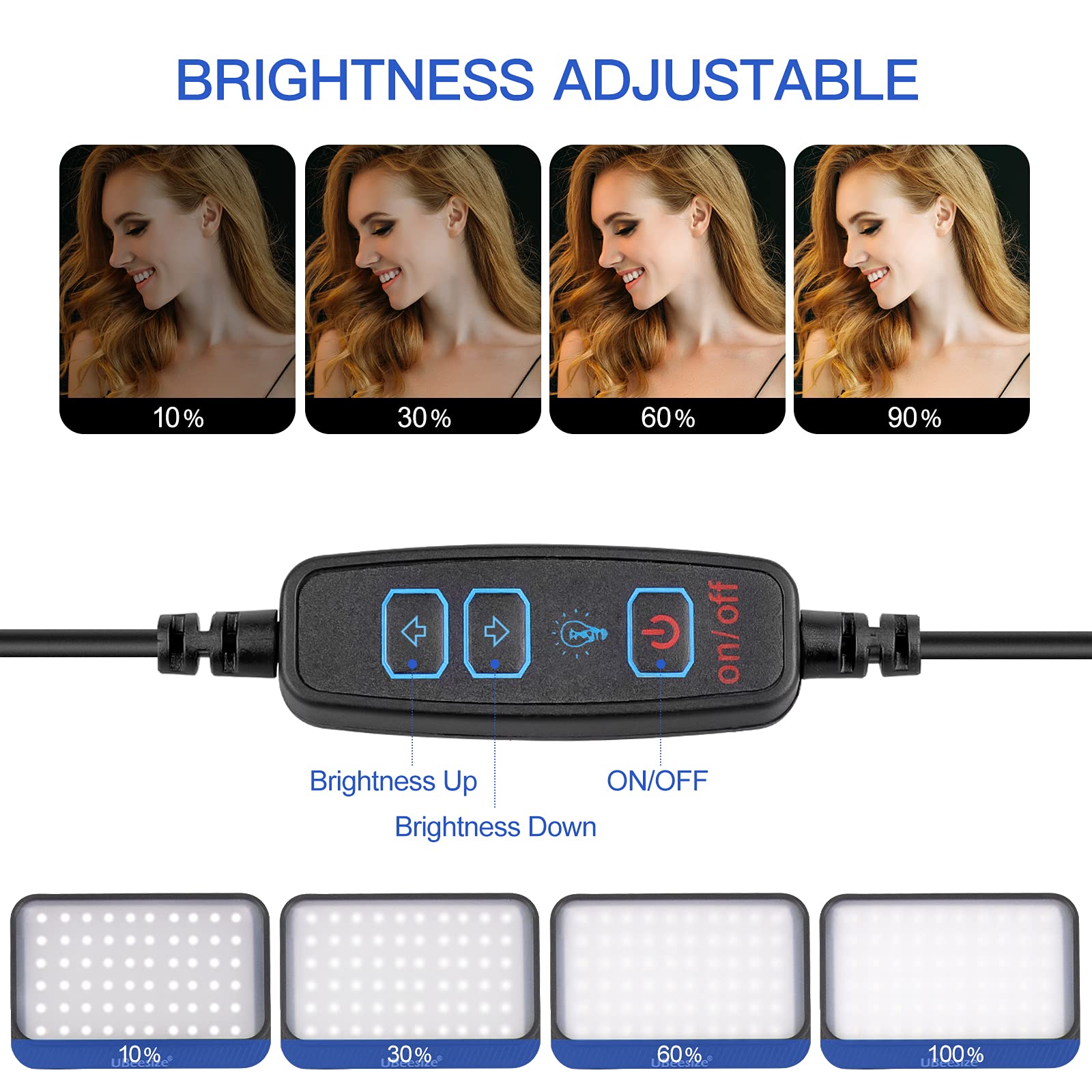 UBeesize LED Video Light Kit Dimmable Portable Photography Lighting with Adjustable Tripod 5 Color Filters Black TCB001