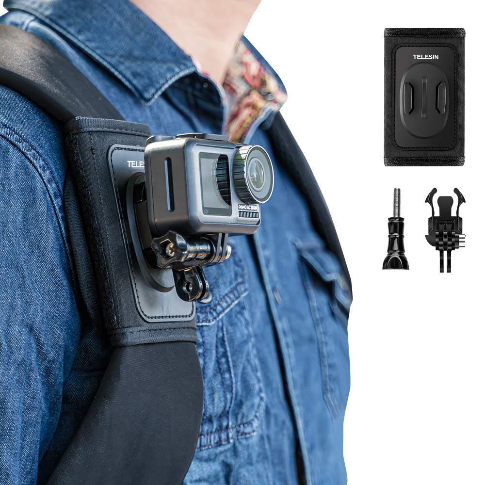 Telesin Backpack Mount Clip Bag Belt Shoulder Strap Holder For Gopro Max Go Pro Hero 12 11 10 9 8 7 6 5 Dji Action 3 4 Insta360